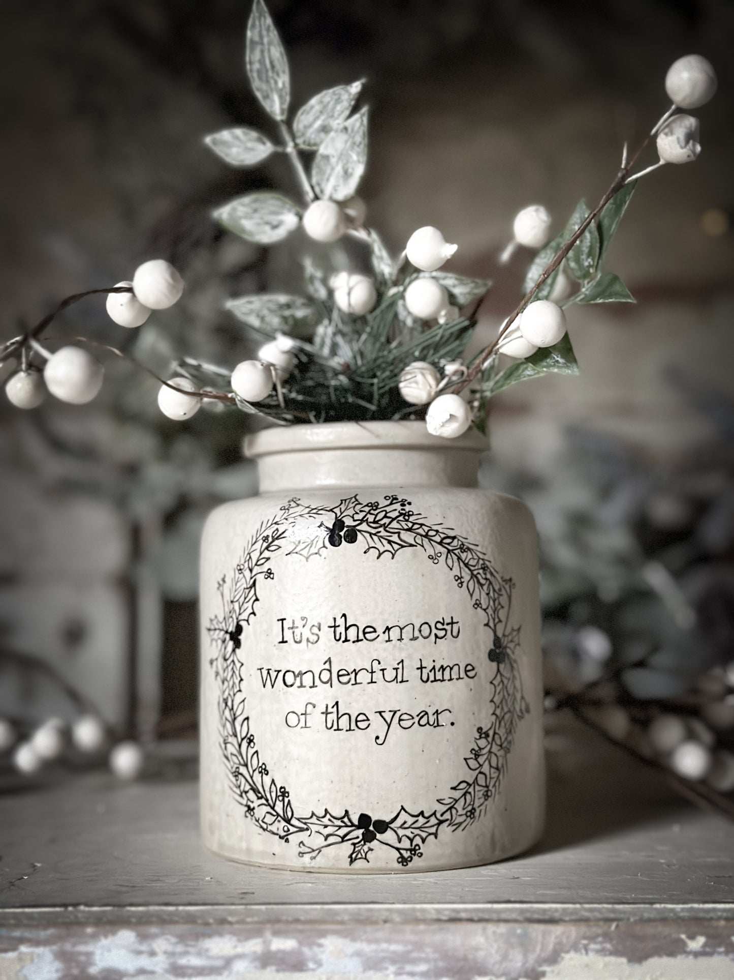 A hand painted and illustrated vintage French mustard jar