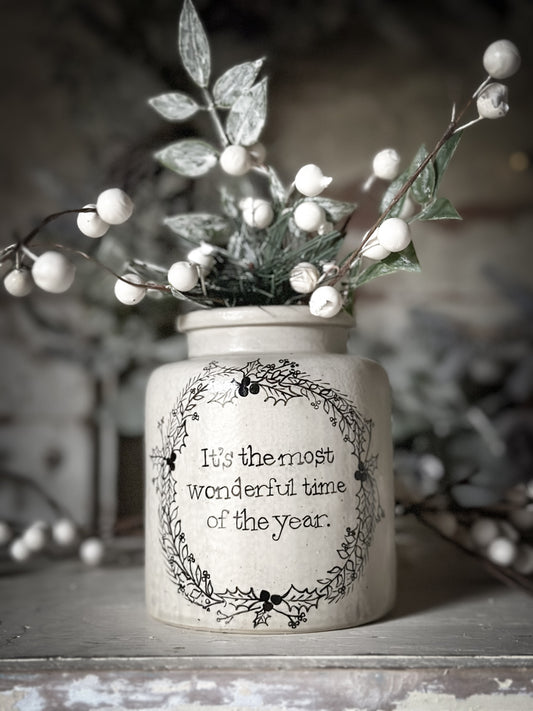 A hand painted and illustrated vintage French mustard jar