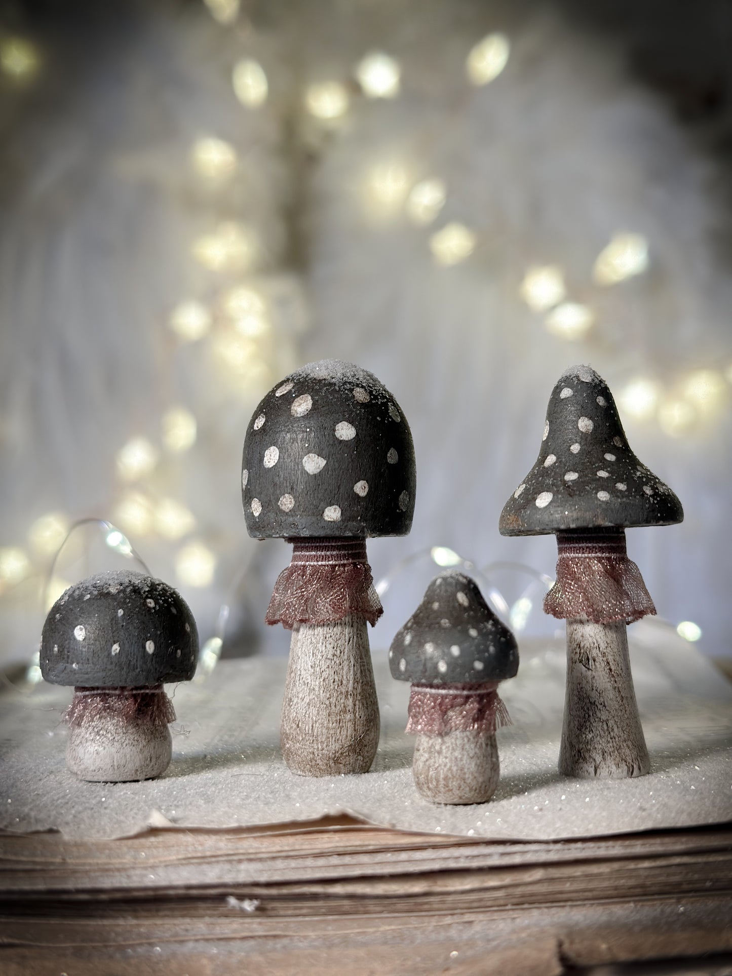 Four Hand Painted Christmas Toadstools