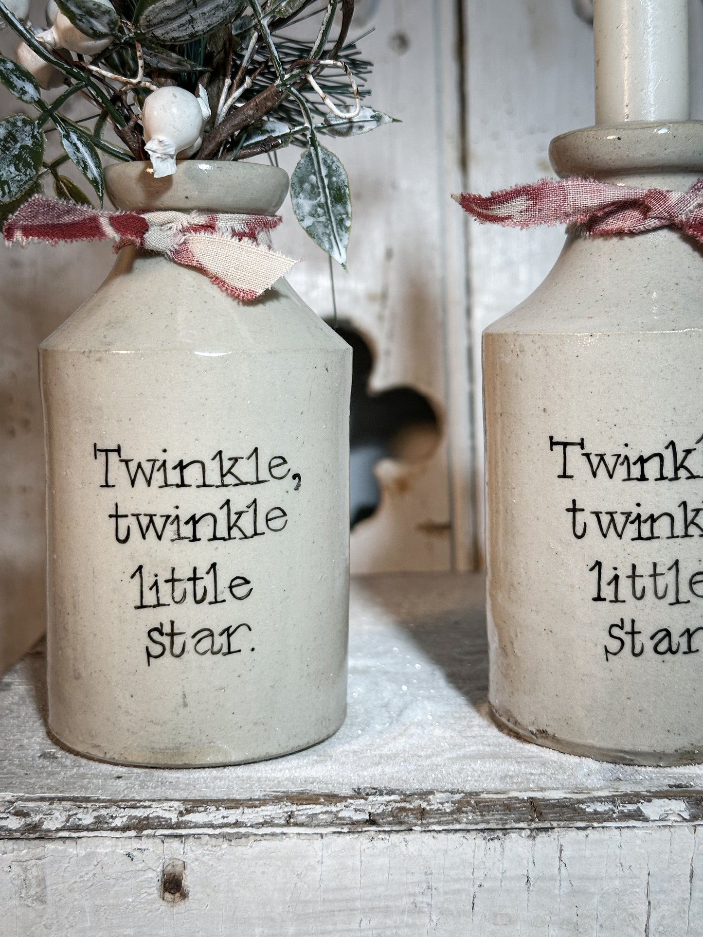 A Victorian unearthed stoneware pottery tall bottle with a hand painted quote