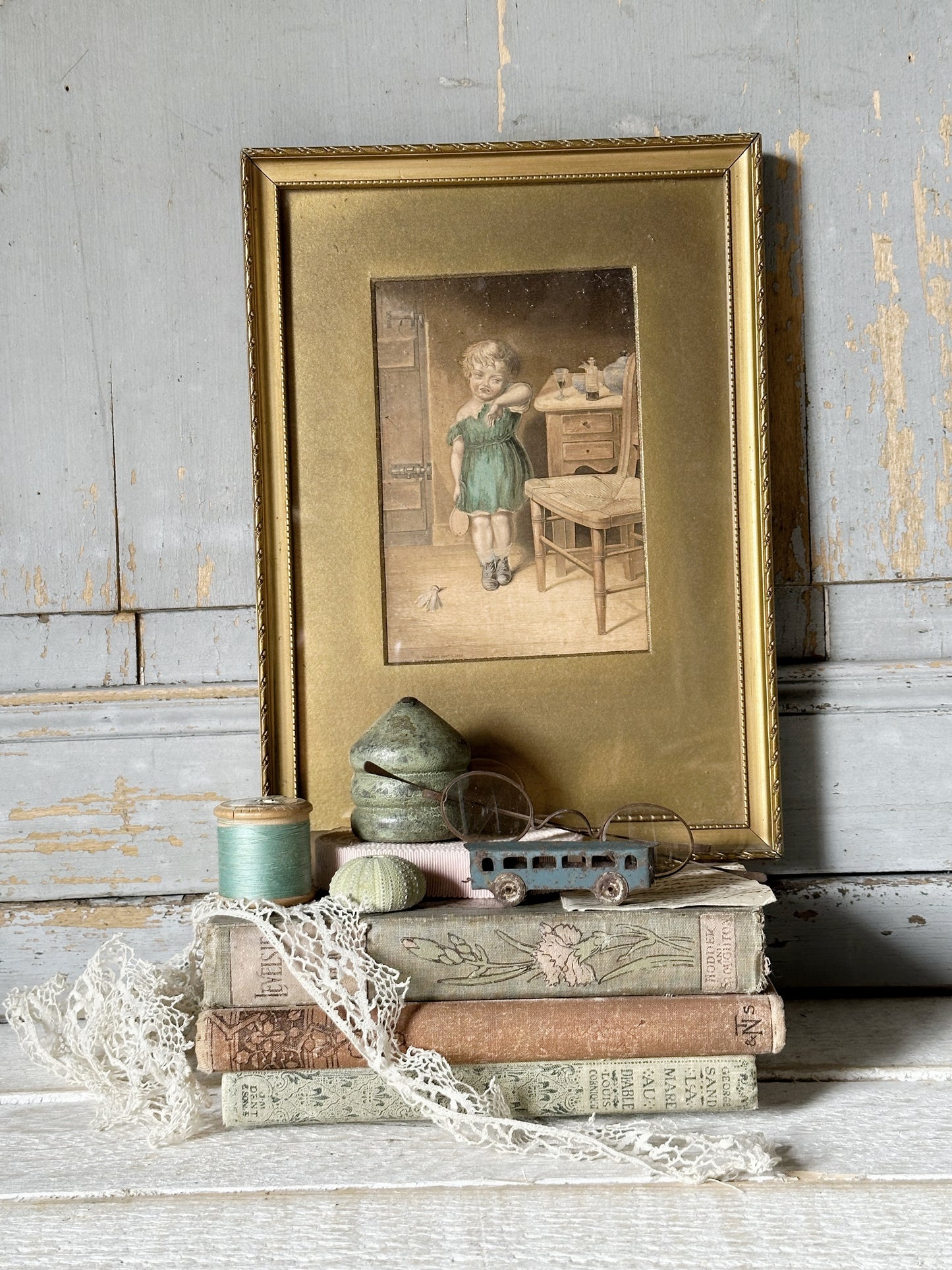 Original Victorian Framed Nursery Print