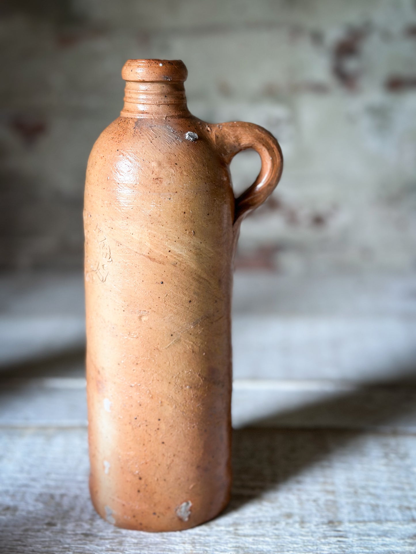 Antique Nassau Stoneware Bottle No. 6 – Salt-Glazed German Mineral Water Jug c.1880–1910