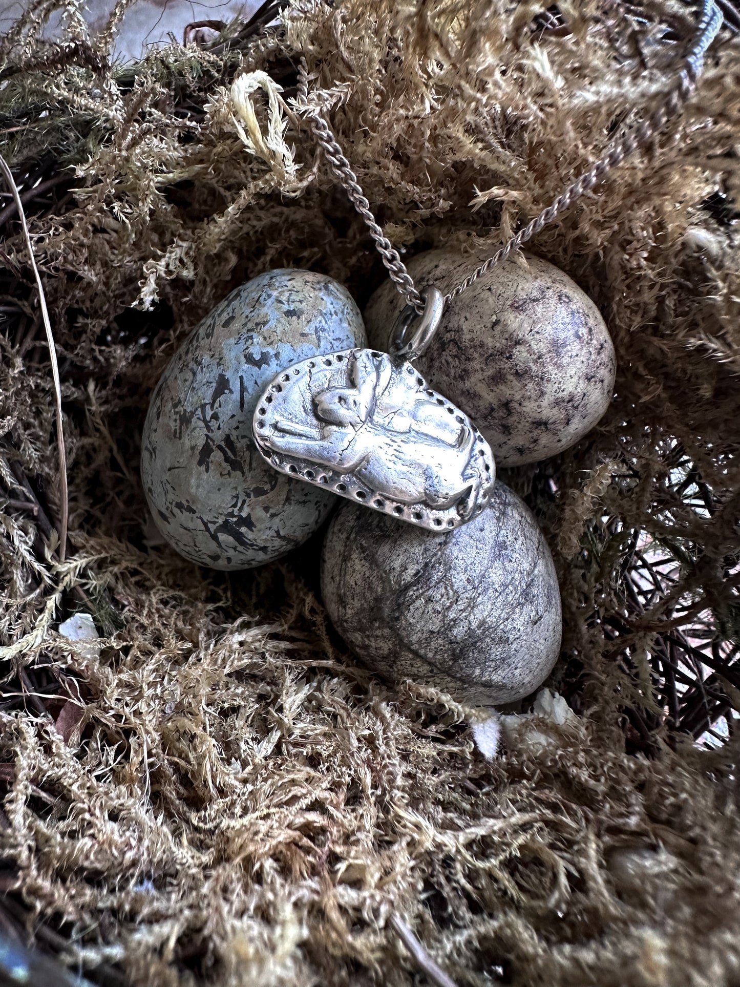 Moonlit Rabbit Pendant – Handcrafted Fine Silver Necklace
