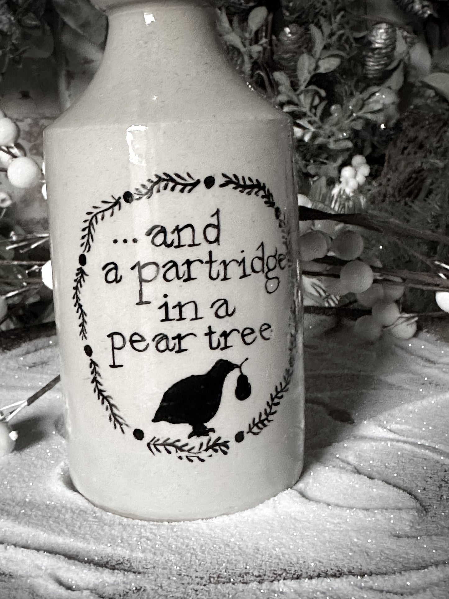 A Victorian unearthed stoneware pottery tall bottle with a hand painted quote