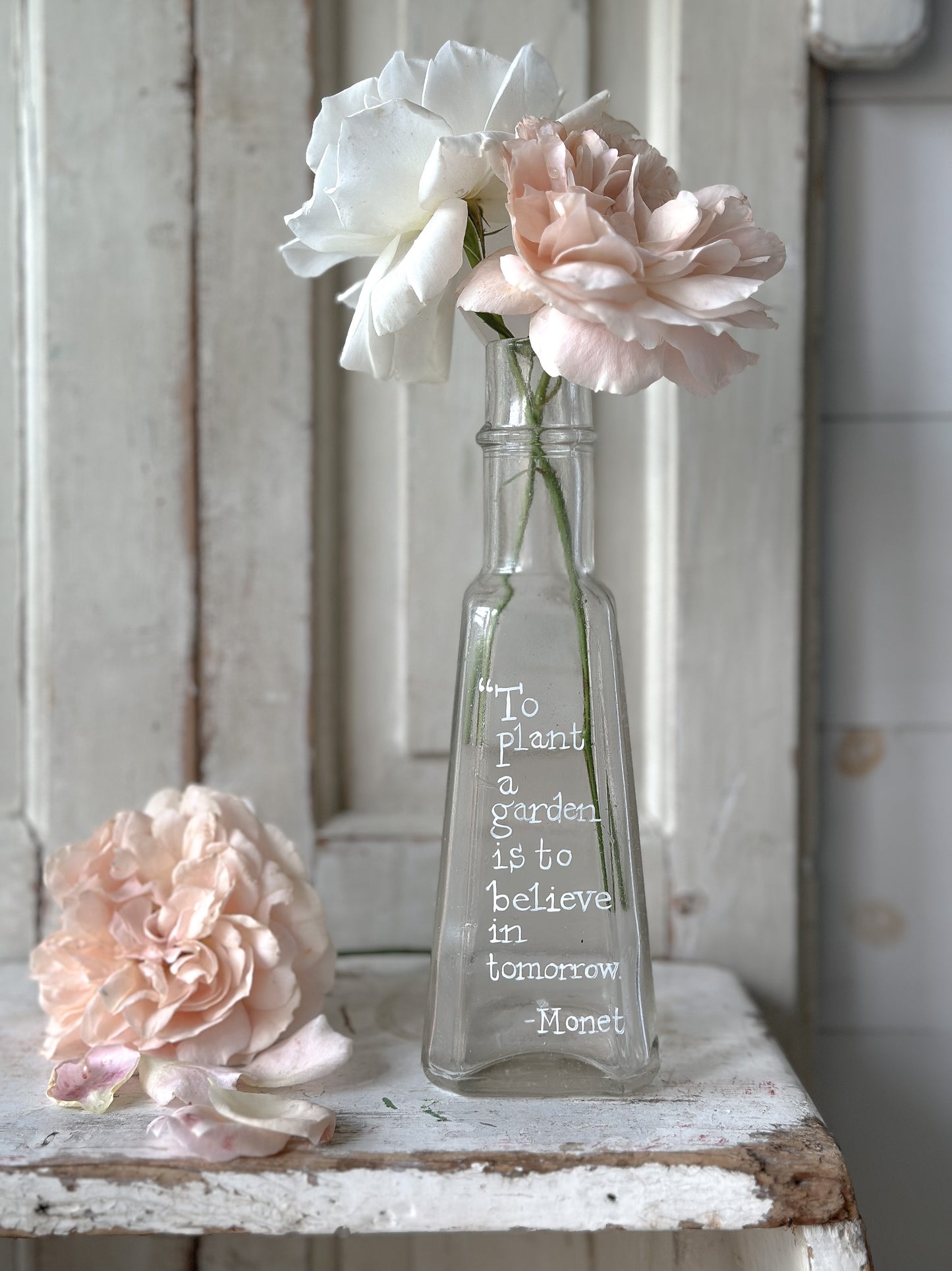A beautiful Victorian bottle with a hand painted quote
