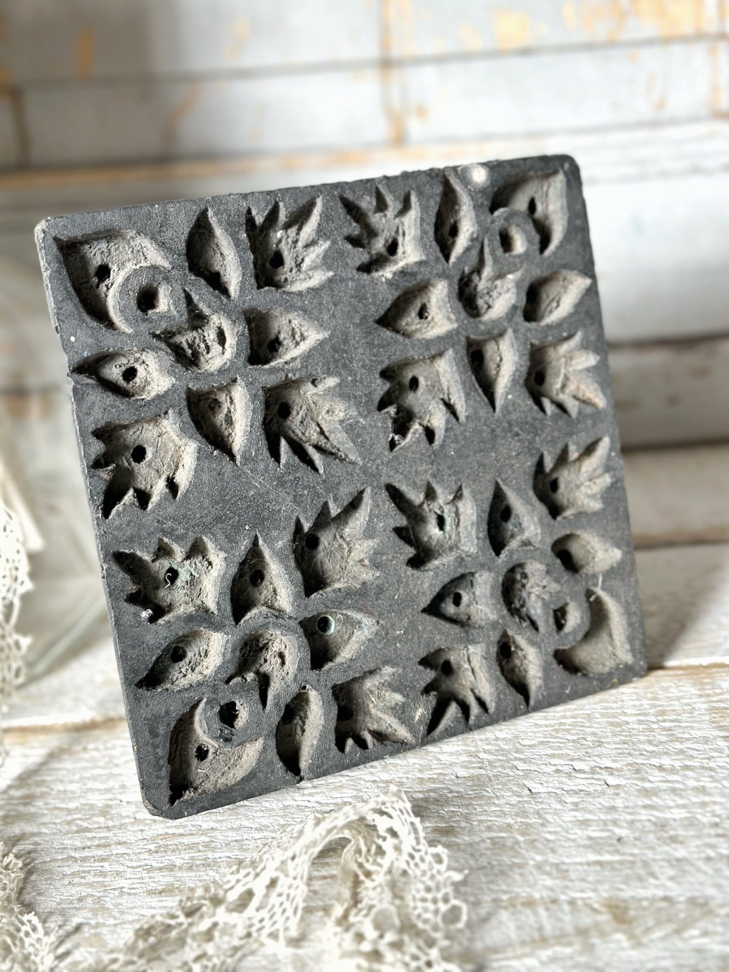 A vintage hand carved indian block print stamp