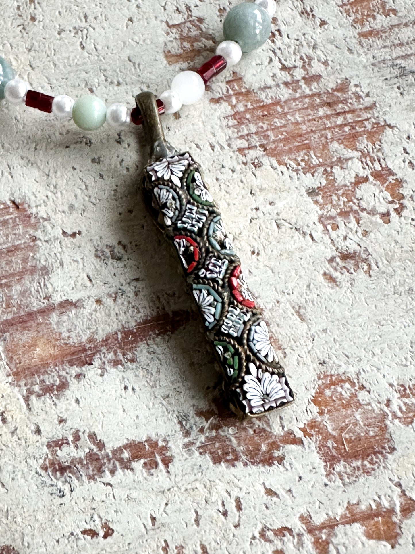 Found Object Antique Micro Mosaic Necklace by Jealous Moon Jewellery