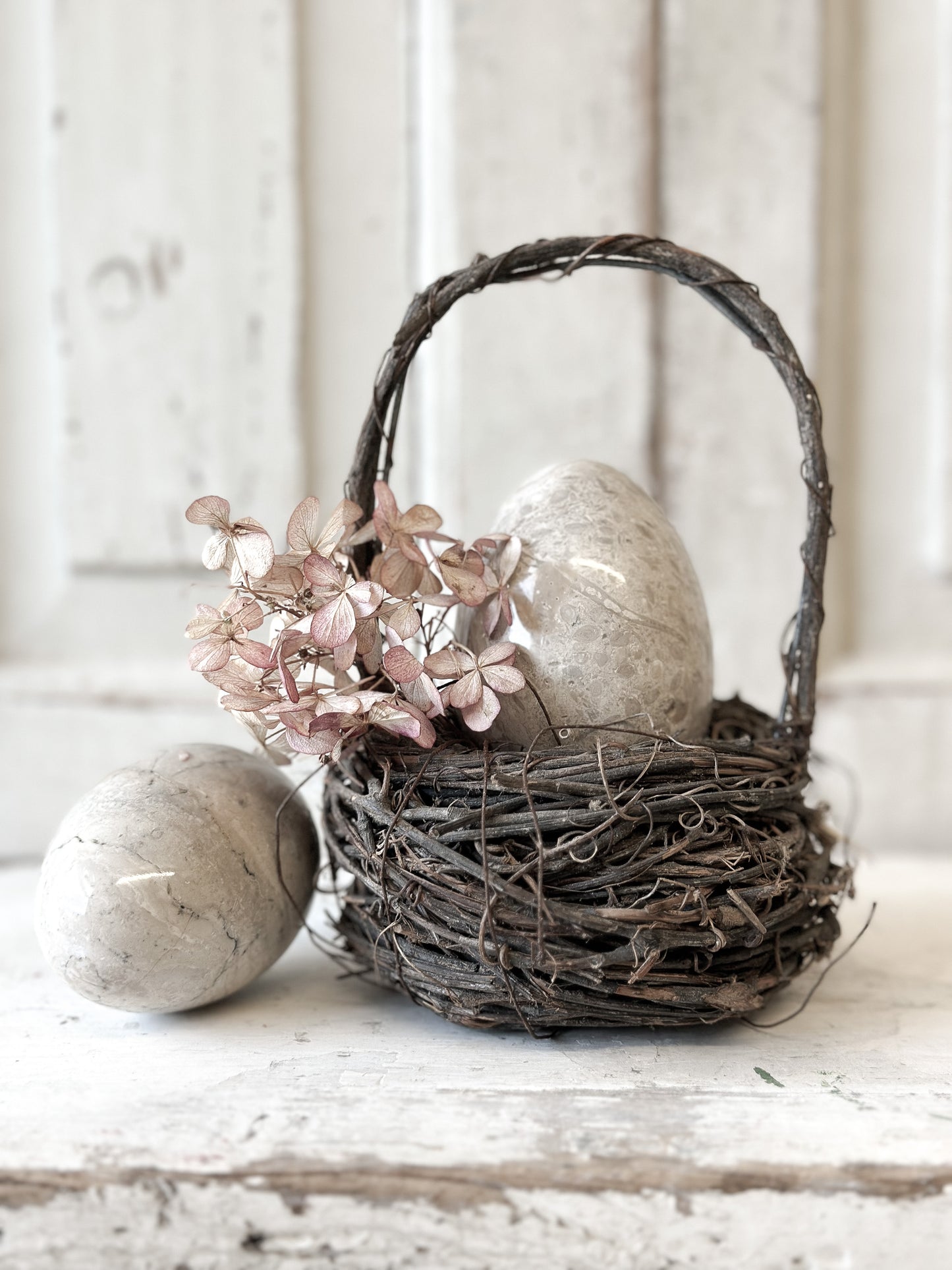 Small vintage bird nest wicker basket