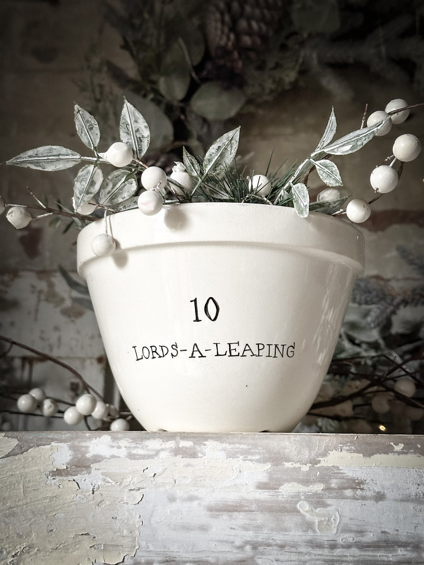 A beautiful vintage Illustrated Ironstone pudding bowl with a hand painted quote