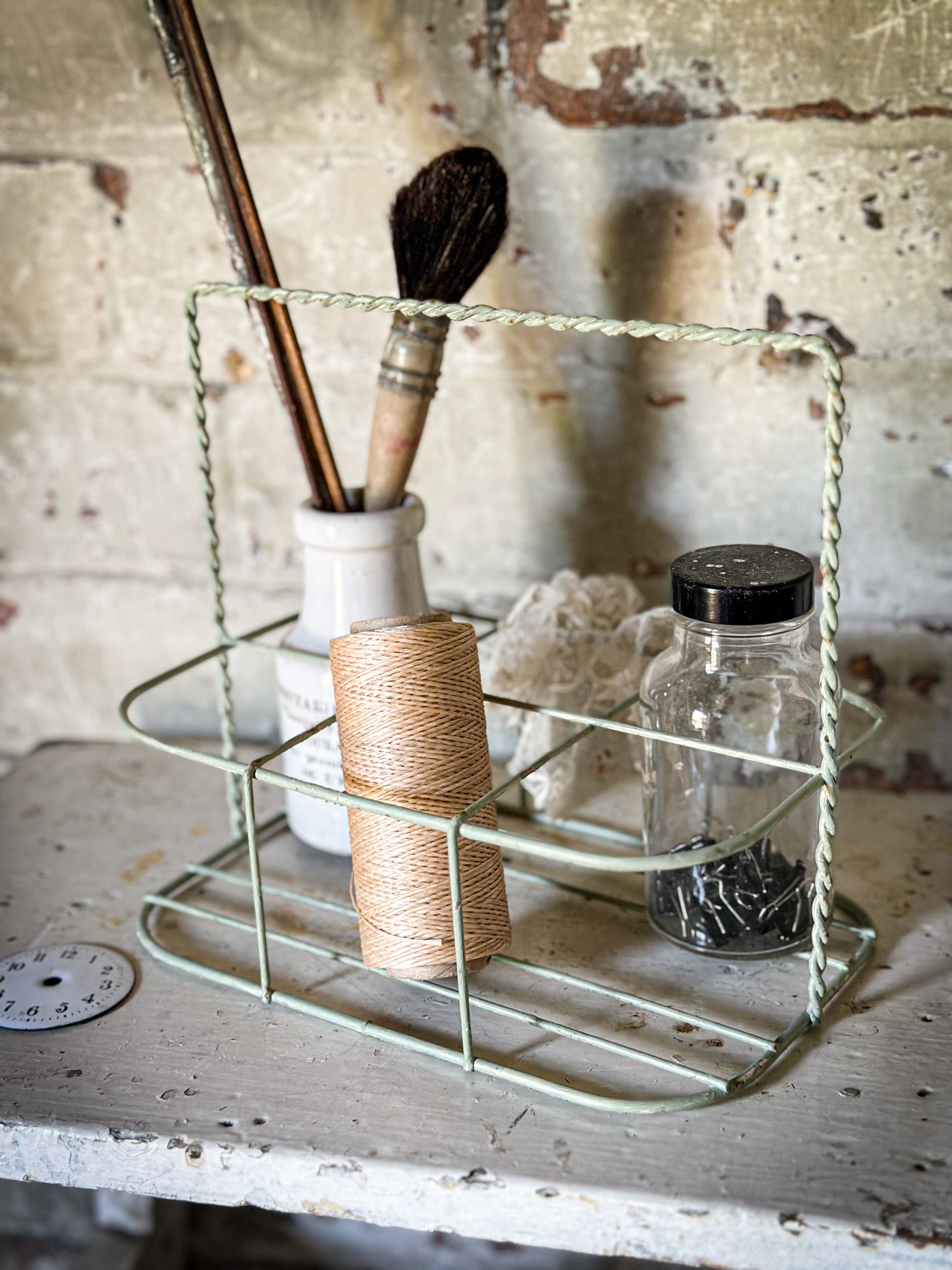 A Vintage French Wire Bottle Rack