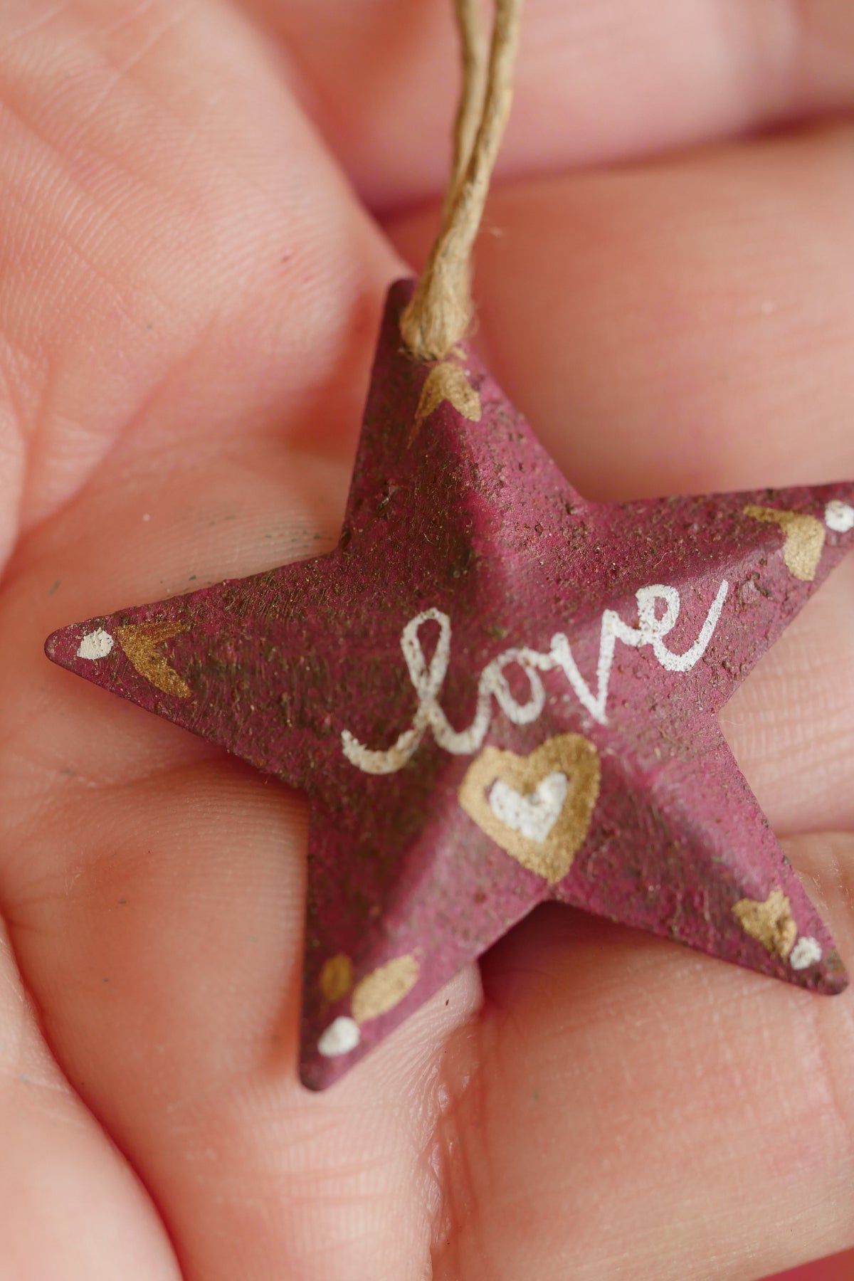 Hand Painted Folk Art Pressed Tin Barn Stars – love