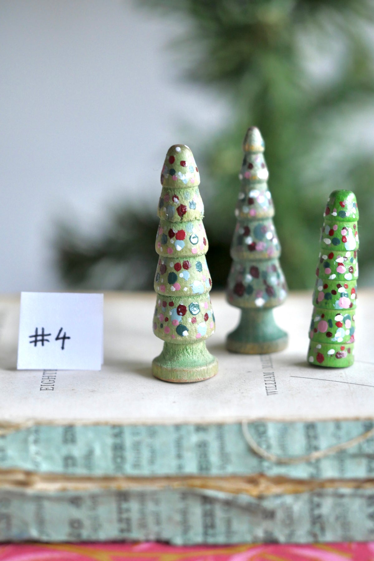 Reworked Vintage German Erzgebirge Turned Wooden Trees – Set of Three #4