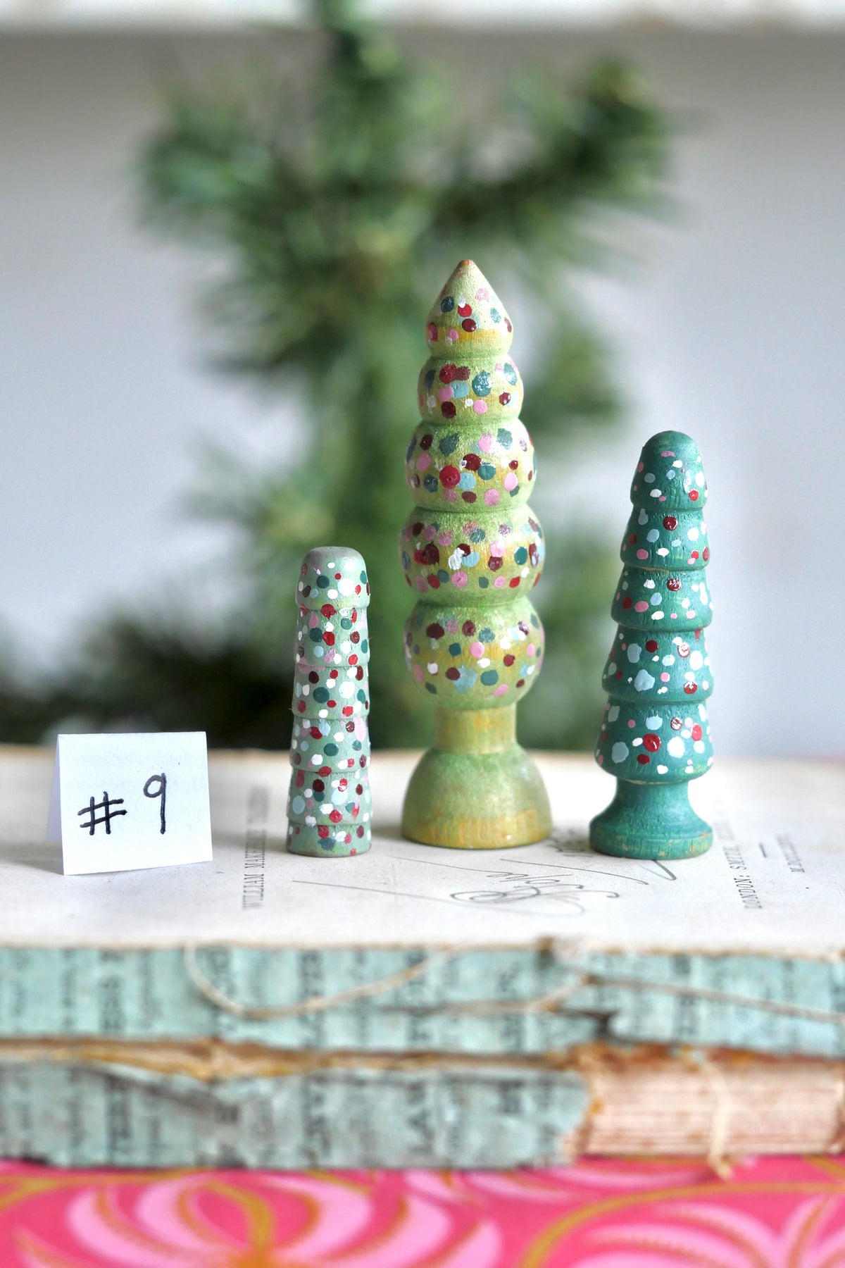 Reworked Vintage German Erzgebirge Turned Wooden Trees – Set of Three #9