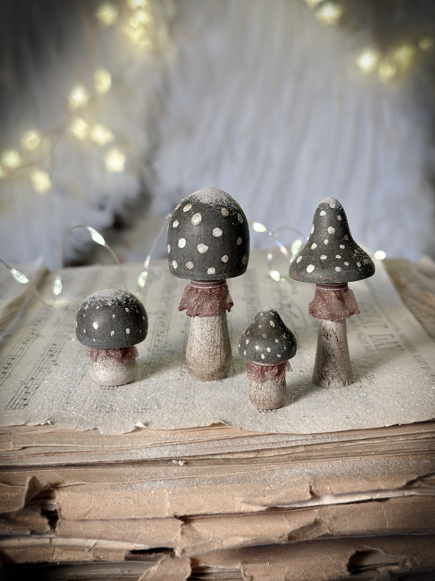 Four Hand Painted Christmas Toadstools