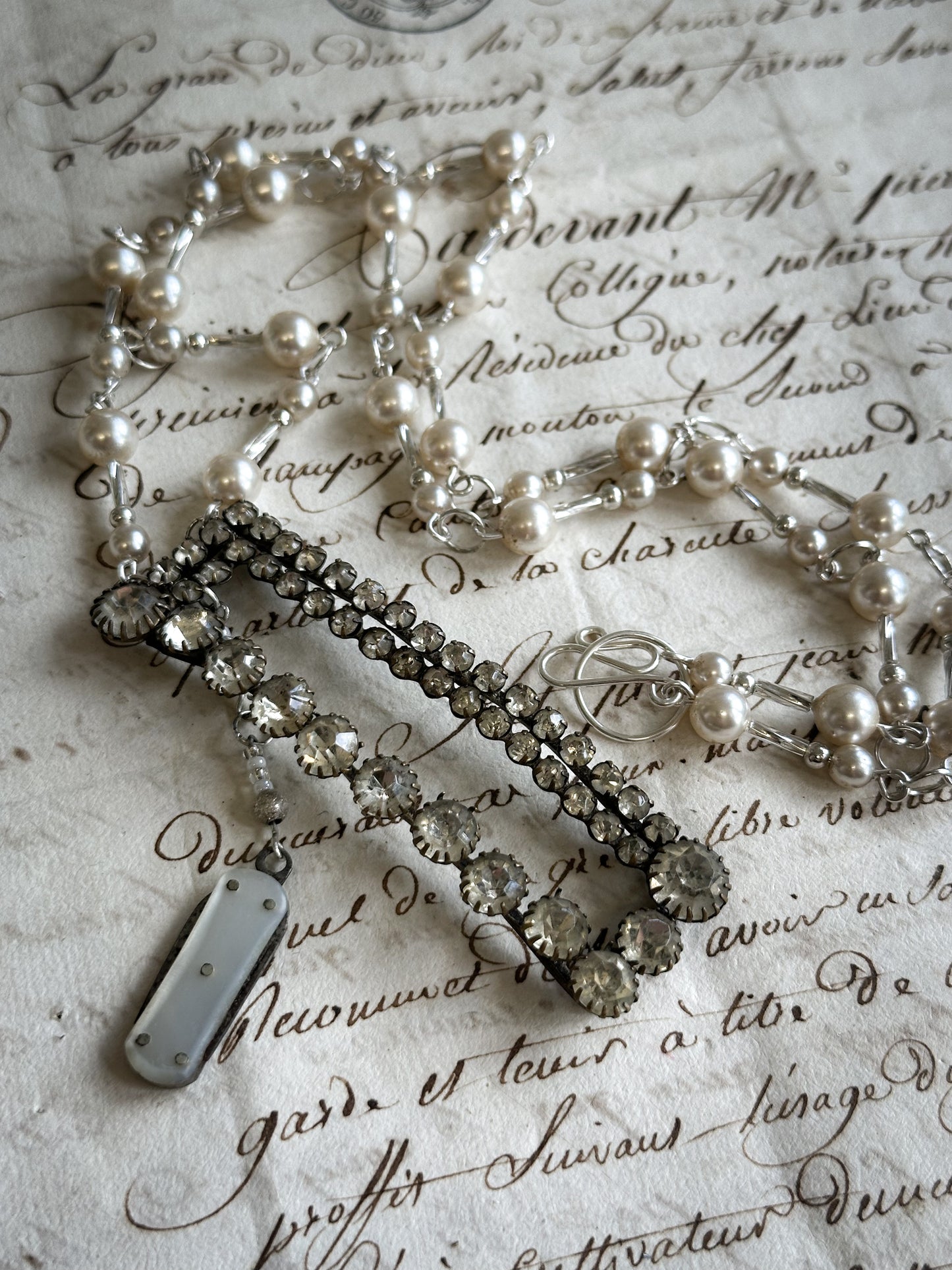 Found Object Victorian Fruit Knife and Paste Buckle Necklace by Jealous Moon Jewellery