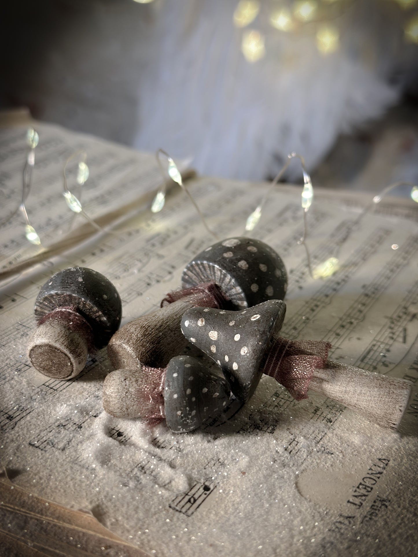 Four Hand Painted Christmas Toadstools