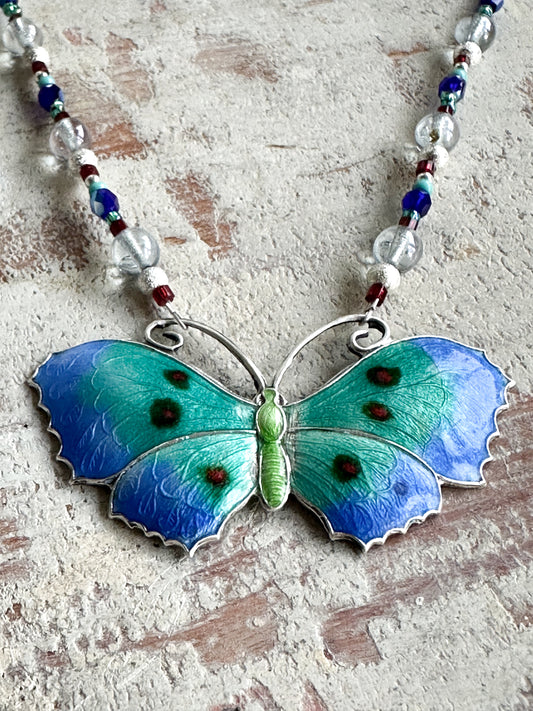 Found Object Antique Silver Butterfly Necklace by Jealous Moon Jewellery