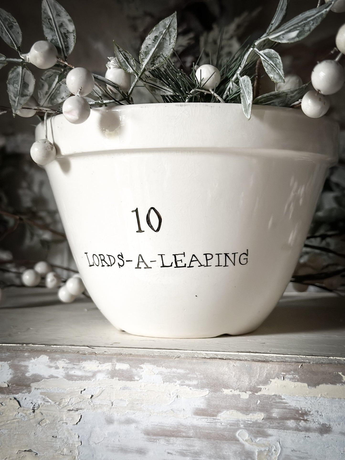 A beautiful vintage Illustrated Ironstone pudding bowl with a hand painted quote