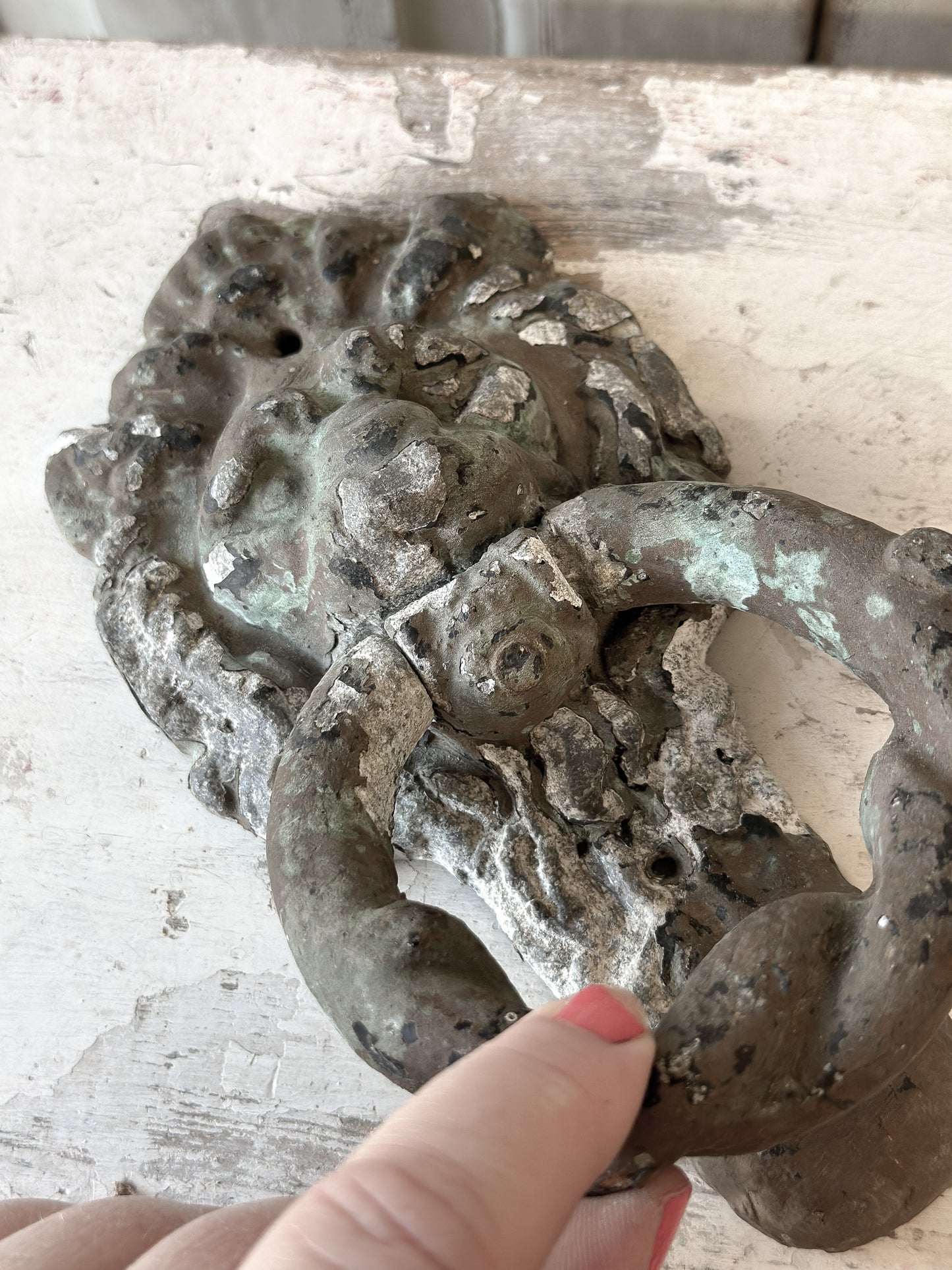 Beautiful weathered lion knocker