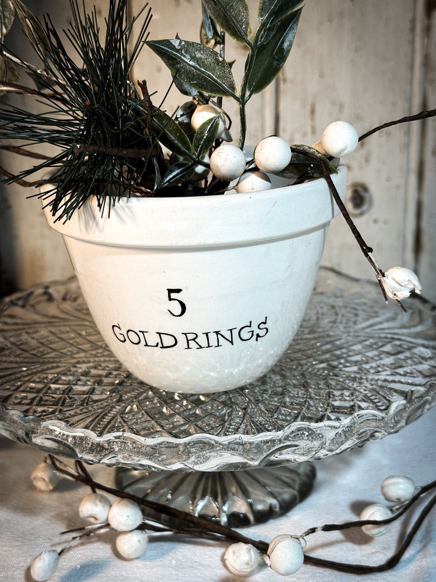 A beautiful vintage Illustrated Ironstone pudding bowl with a hand painted quote