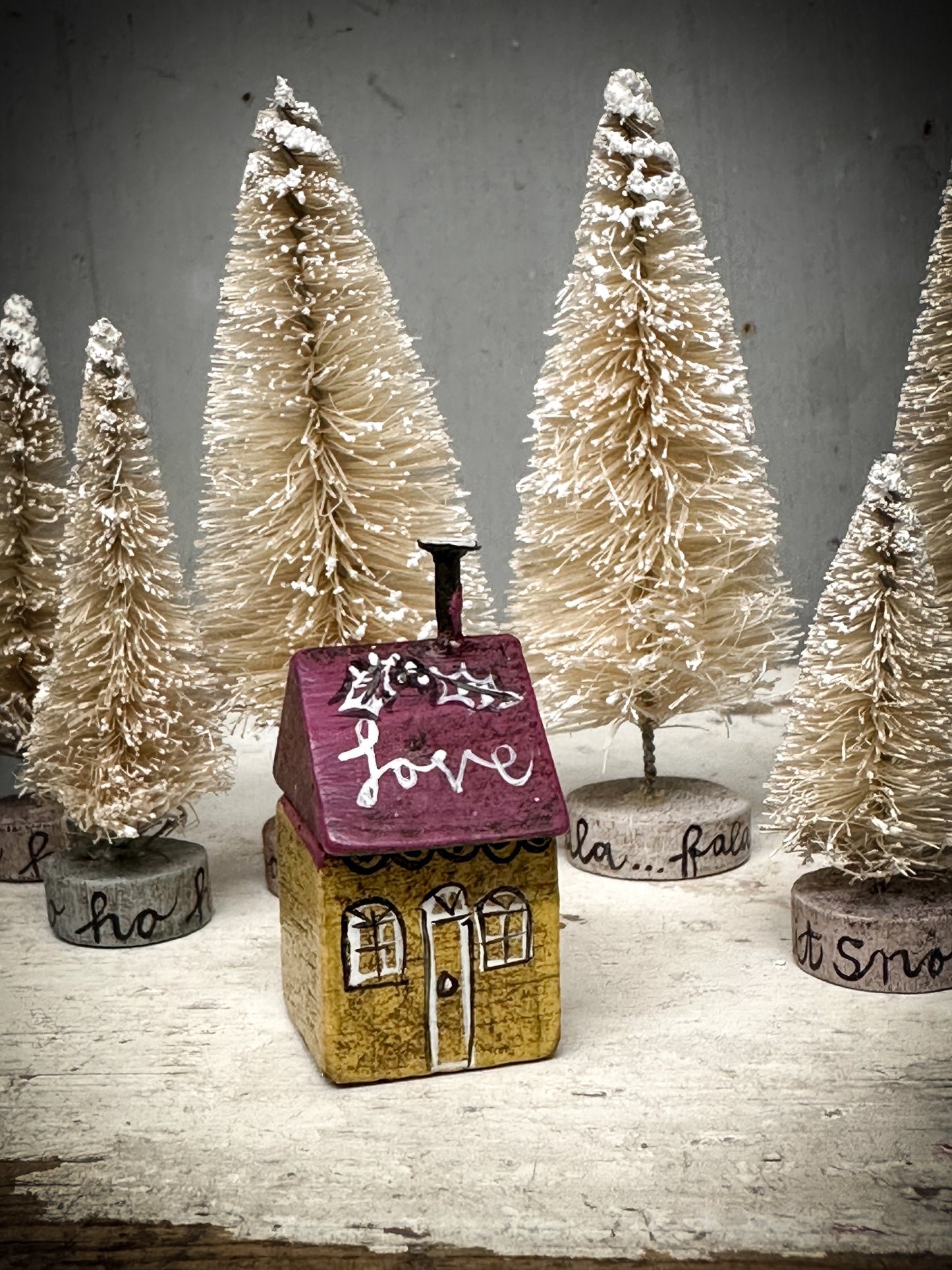 A mini Vintage German Erzgebirge Putz Wooden Village House “Hope”