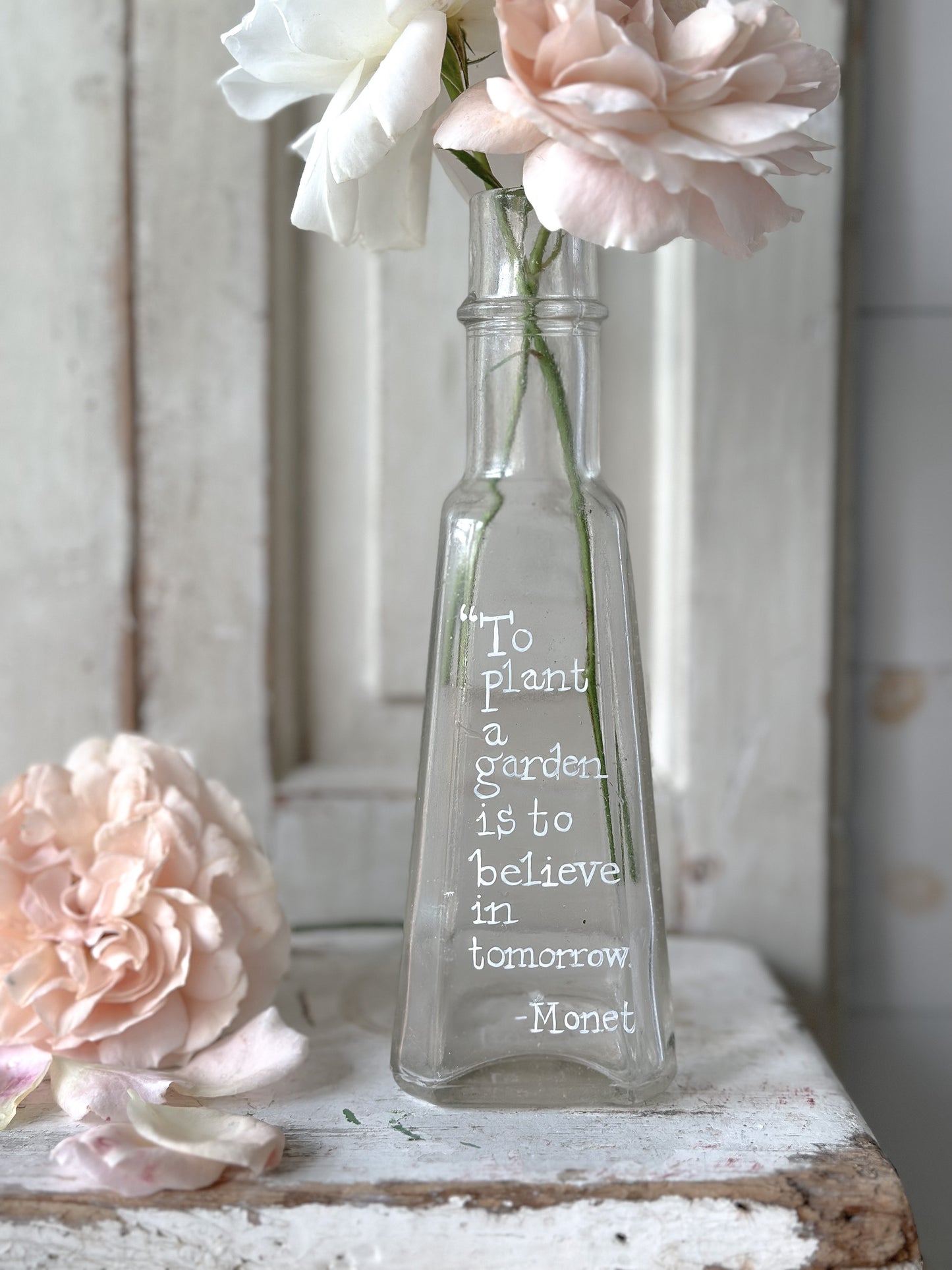 A beautiful Victorian bottle with a hand painted quote