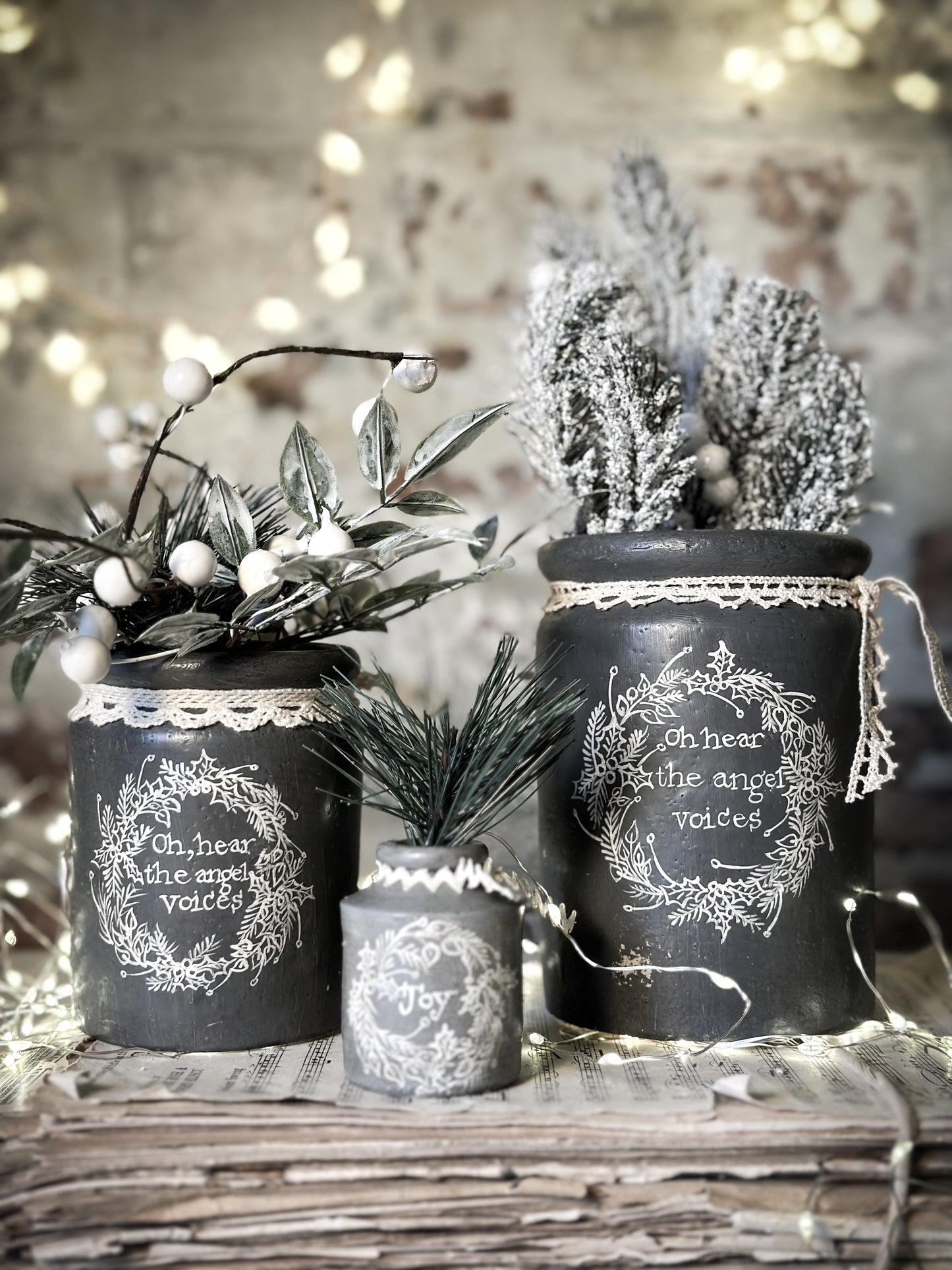 A hand painted and illustrated vintage Victorian Jar