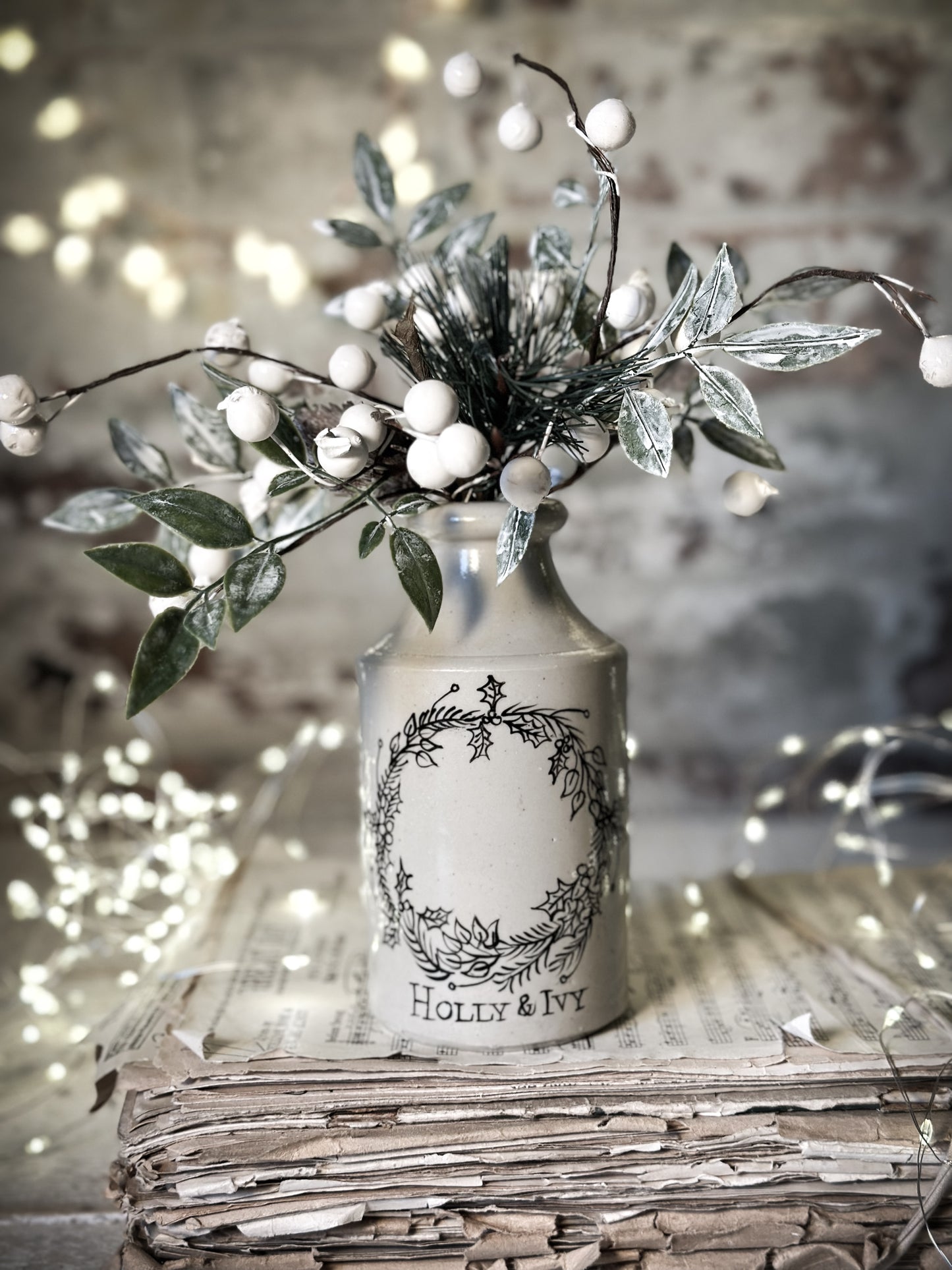A hand painted and illustrated vintage Victorian bottle