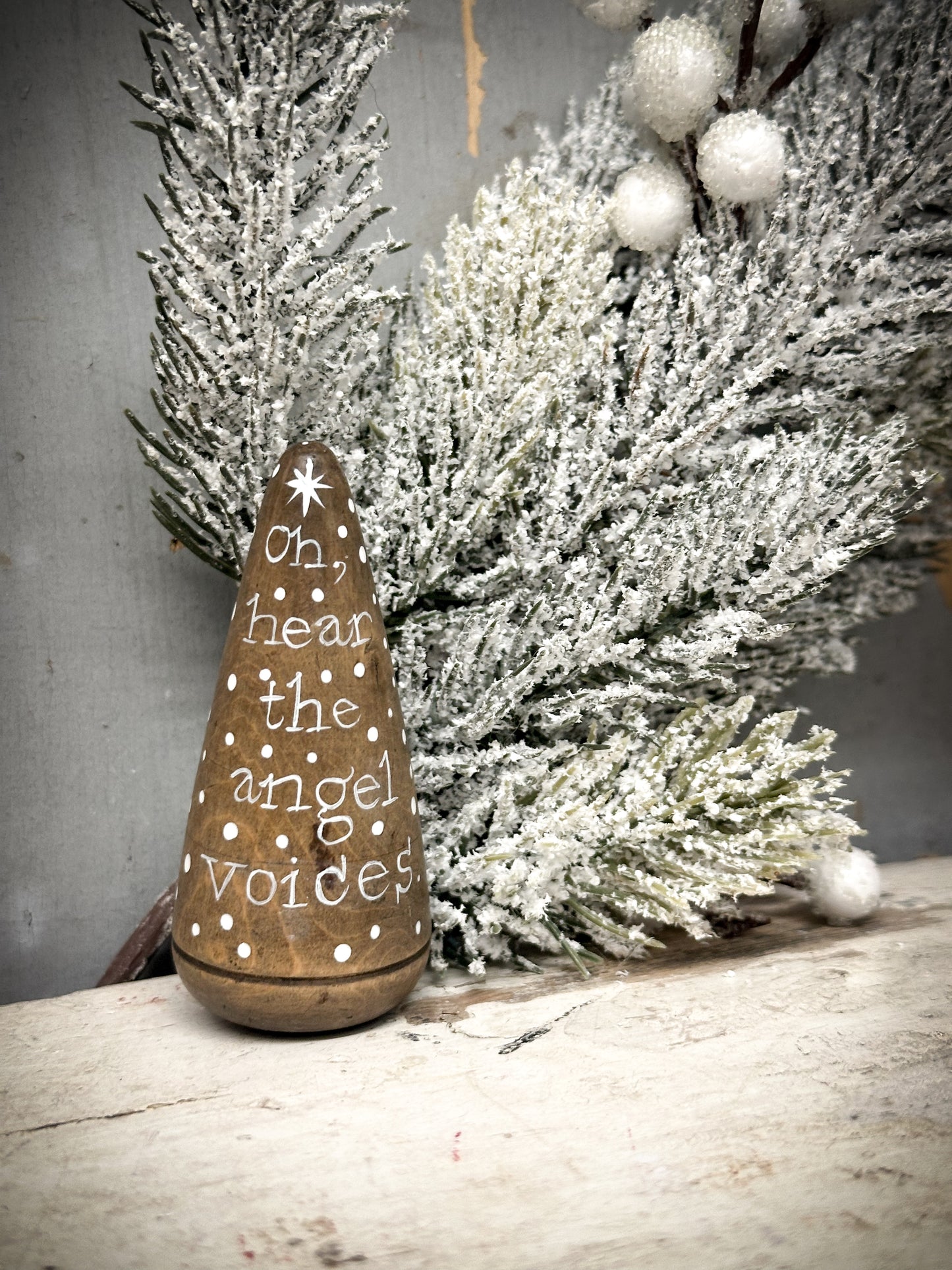 A Small Hand Painted Antique Plumber’s Turnpin “Oh Hear The Angel Voices”