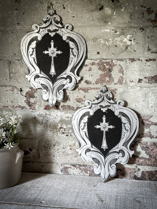 A Rare Antique French Sacred Heart Card Banner