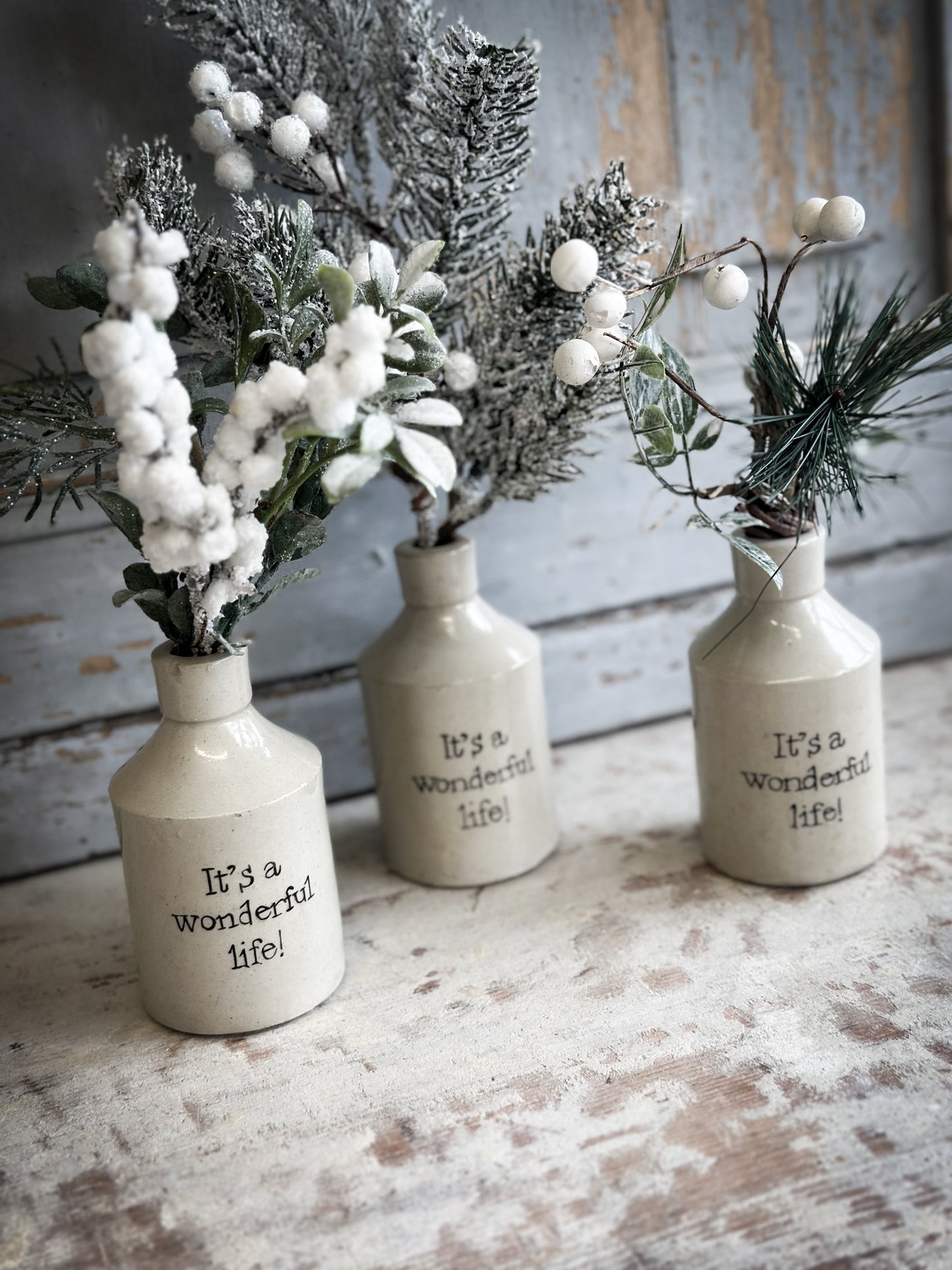 A Hand Painted Mini Victorian Christmas Stoneware Bottle