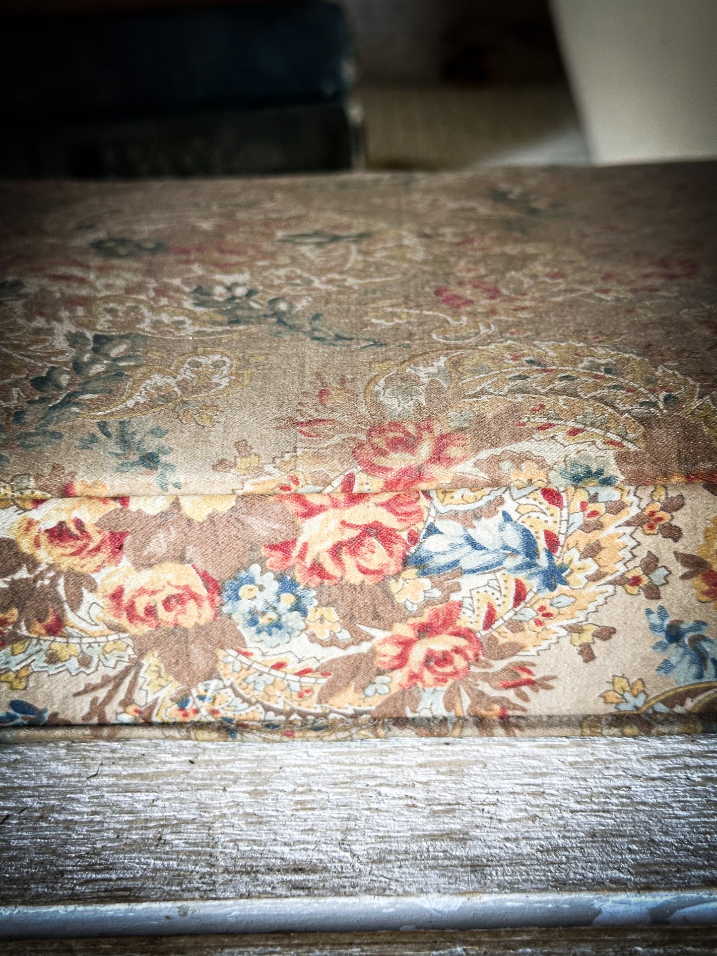 A Pretty French Paisley Fabric Covered Box