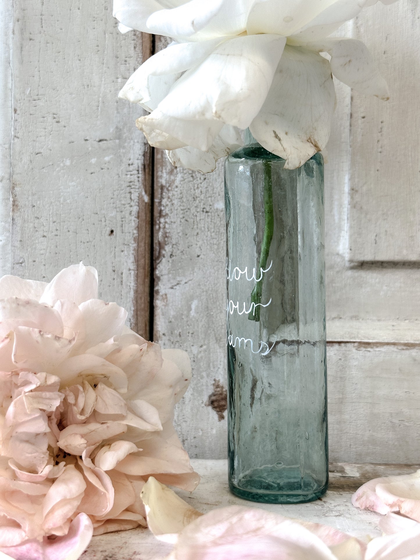 A beautiful Victorian bottle with a hand painted quote