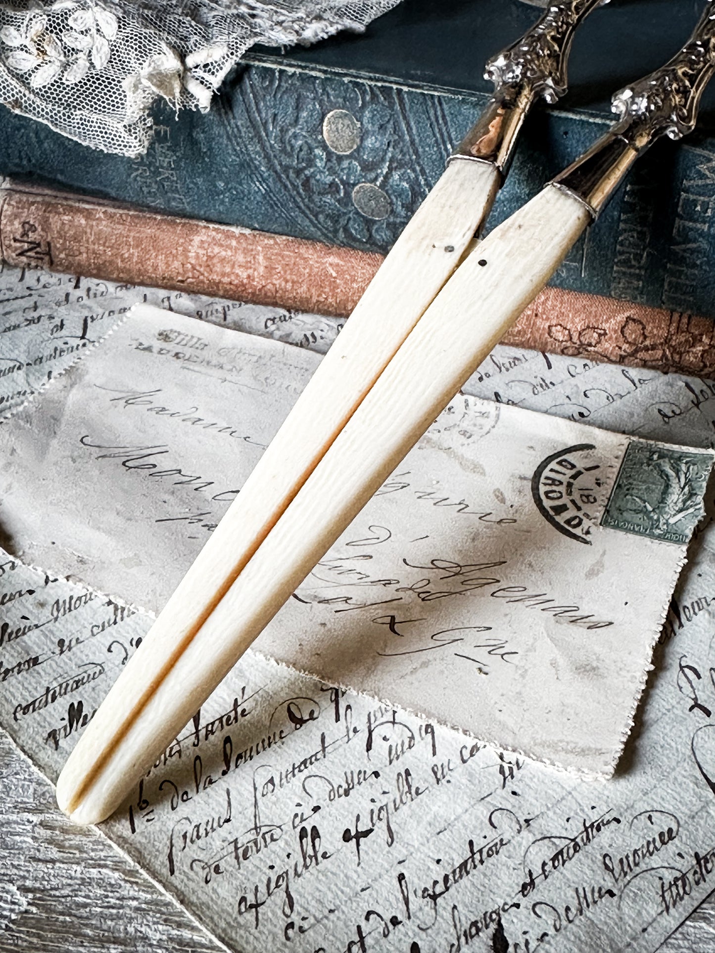 A Gorgeous pair of Hallmarked Silver and Bone Glove Stretchers