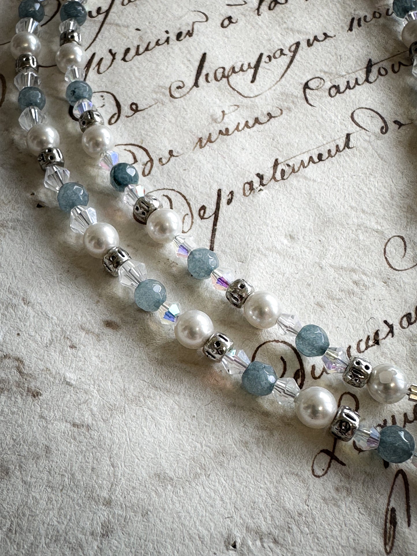 Found Object Vintage Beaded Necklace with Antique Brass Crown by Jealous Moon Jewellery