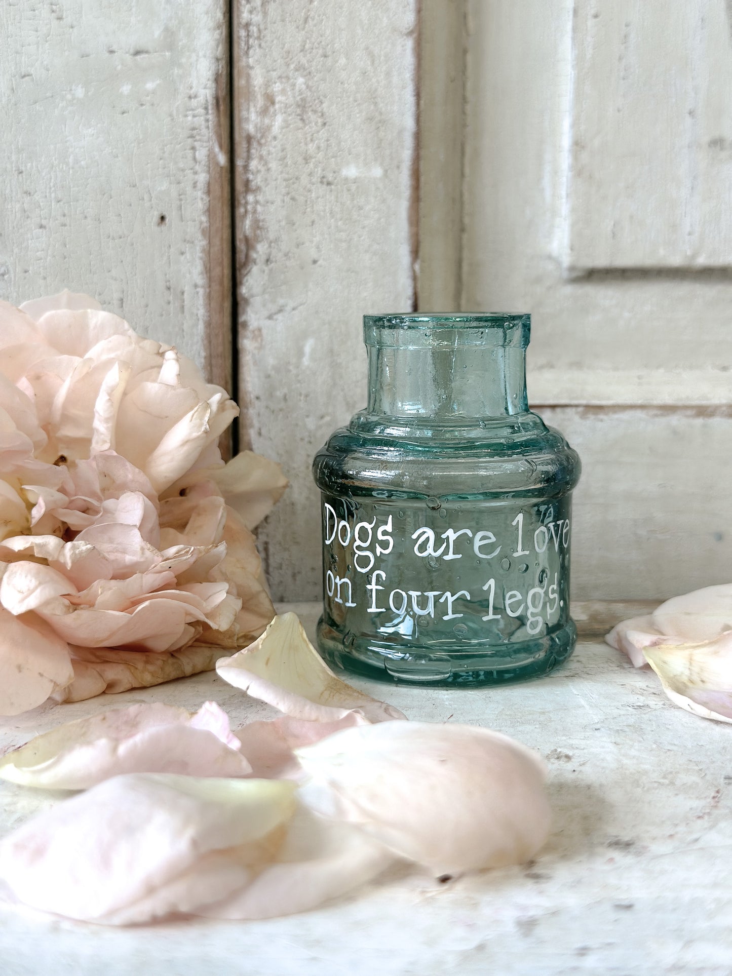A beautiful Victorian bottle with a hand painted quote