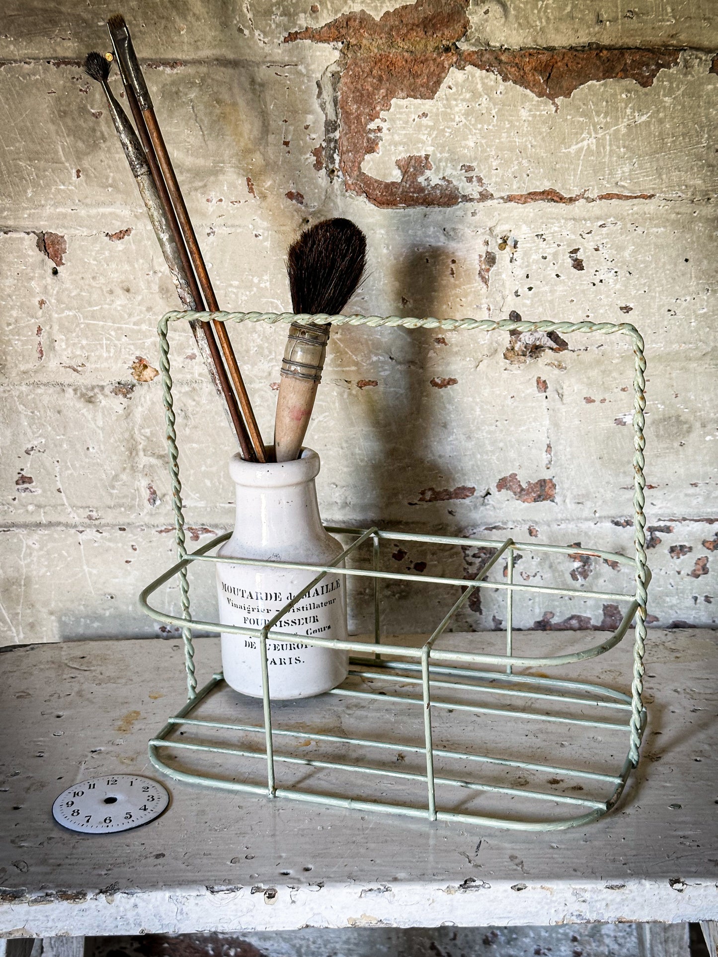 A Vintage French Wire Bottle Rack