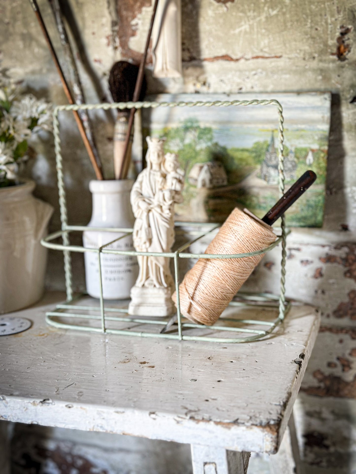 A Vintage French Wire Bottle Rack