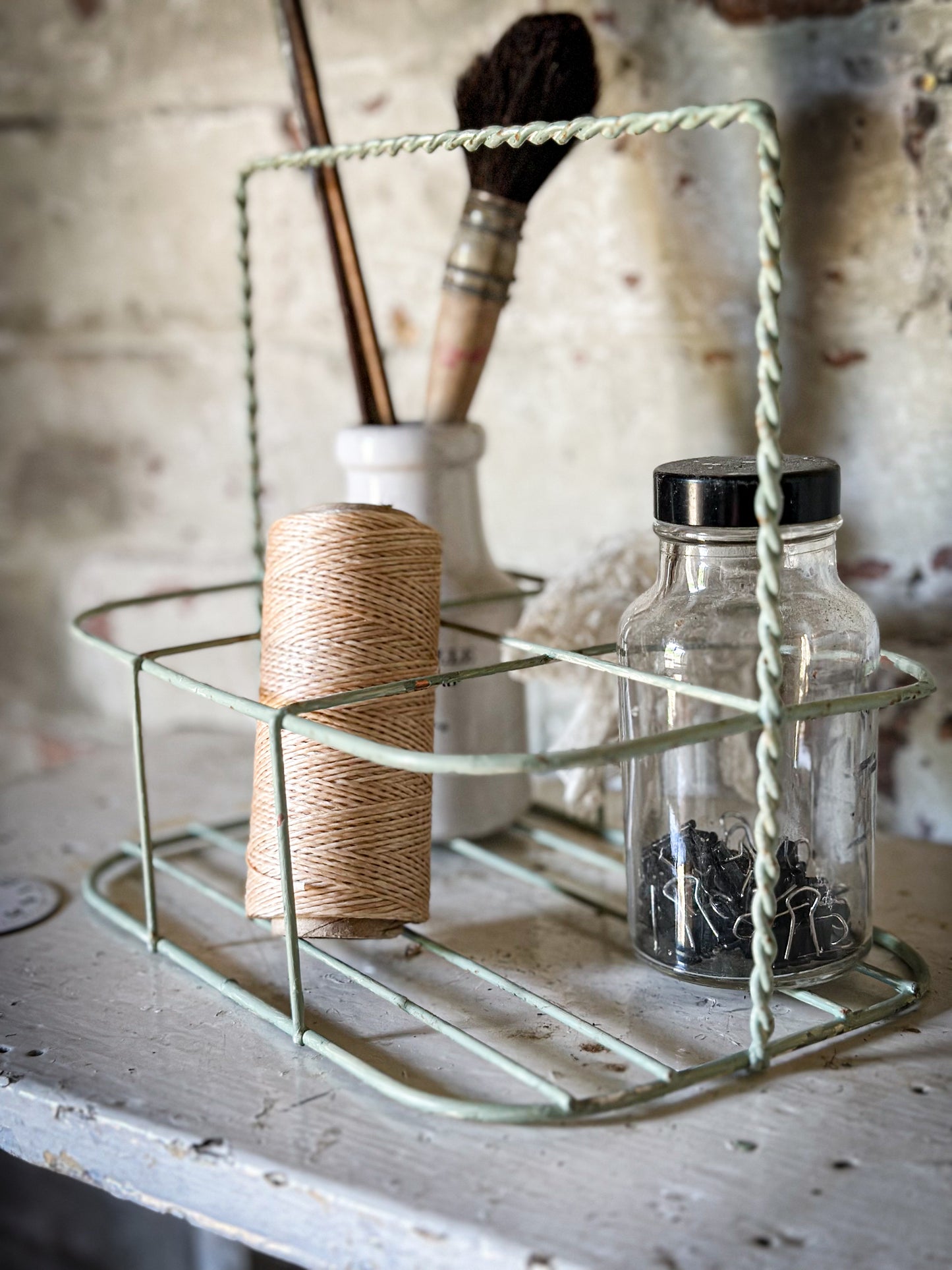 A Vintage French Wire Bottle Rack