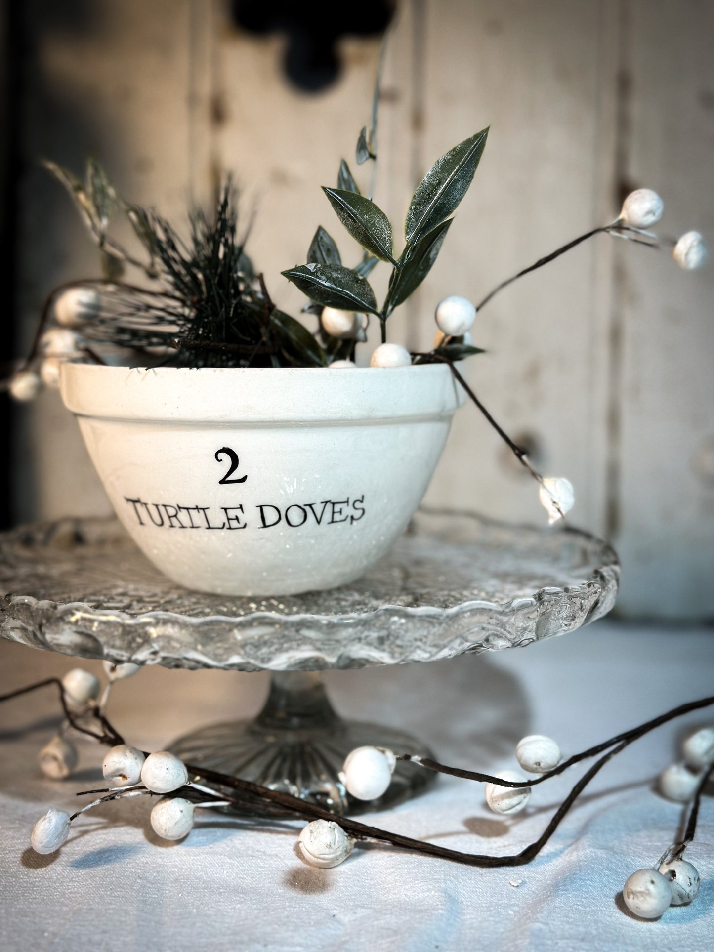 A beautiful vintage Illustrated Ironstone pudding bowl with a hand painted quote