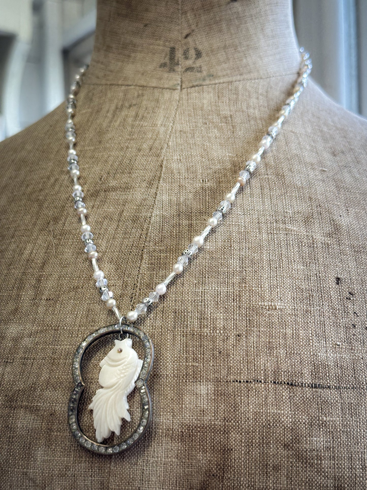 Found Object Mother of Pearl Heart Necklace by Jealous Moon Jewellery