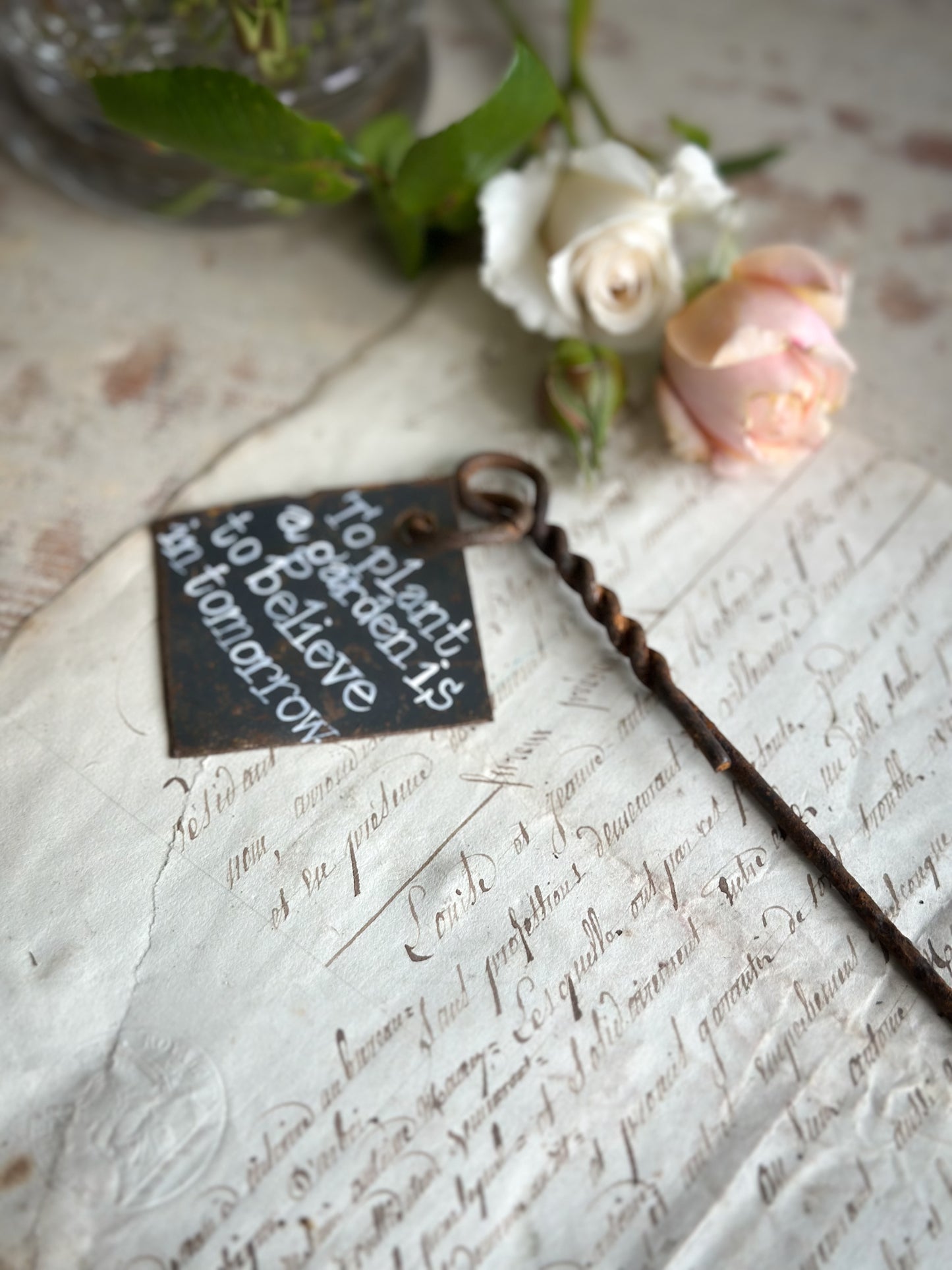 A Hand Painted French Plant Marker