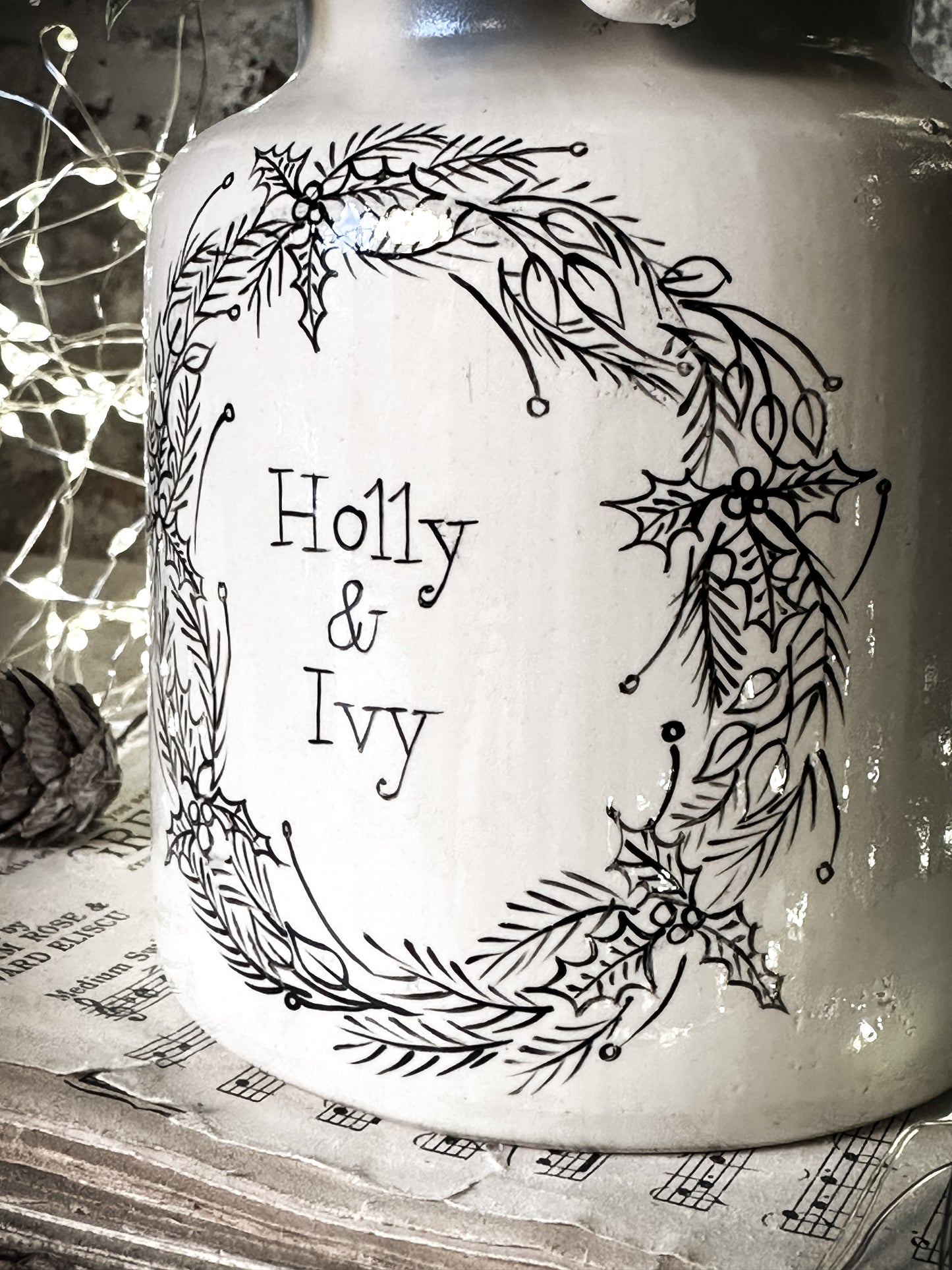 A hand painted and illustrated vintage French mustard jar