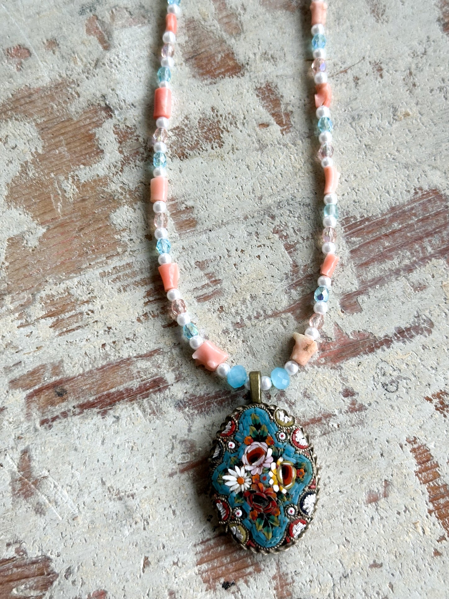 Found Object Antique Micro Mosaic Necklace by Jealous Moon Jewellery