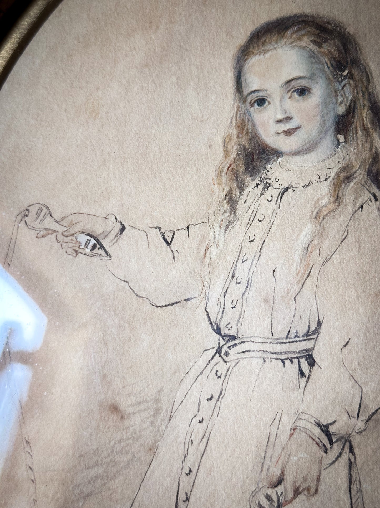 A Delightful Original French Painting, Illustration of a Girl with her Skipping Rope