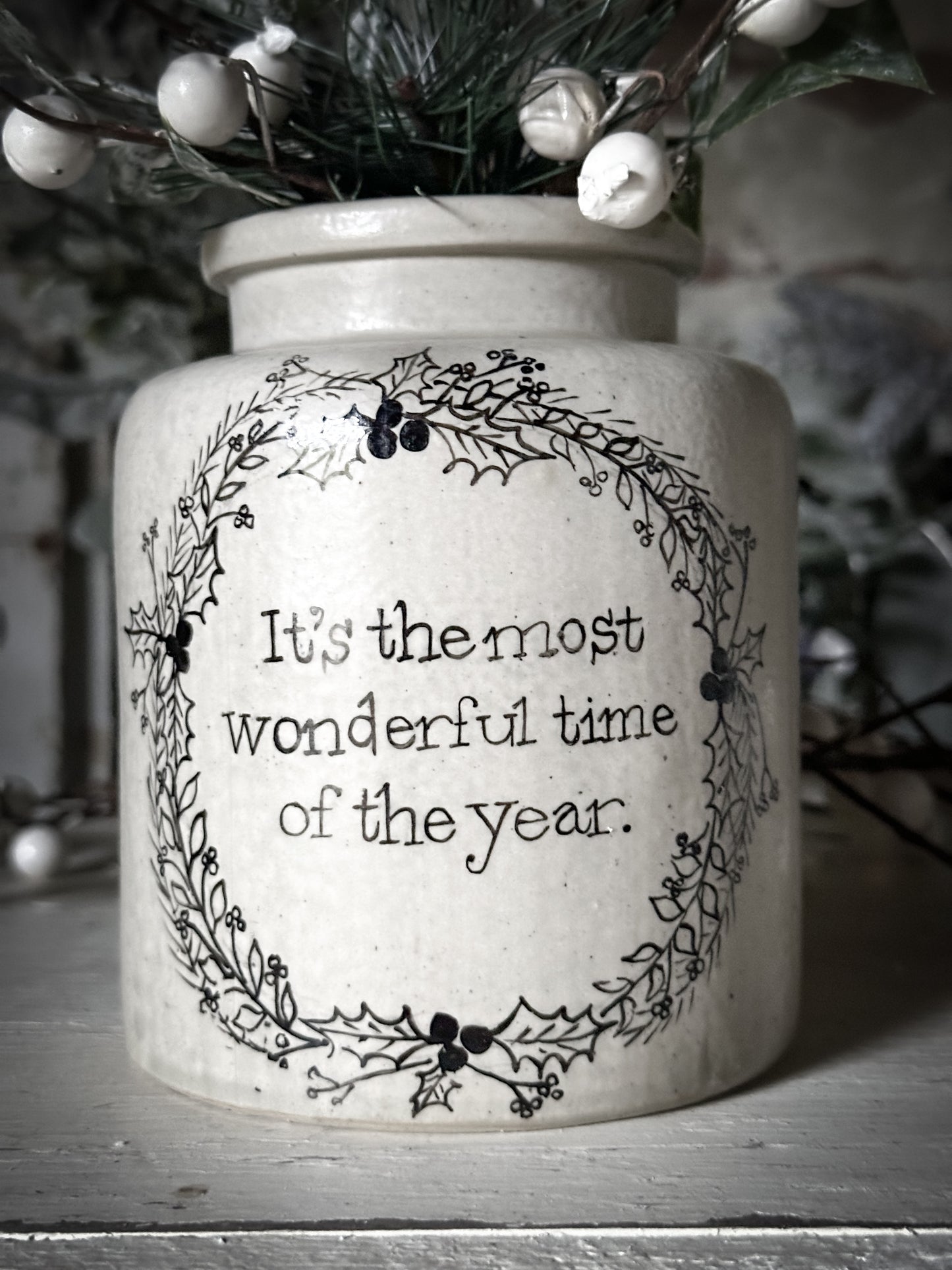 A hand painted and illustrated vintage French mustard jar