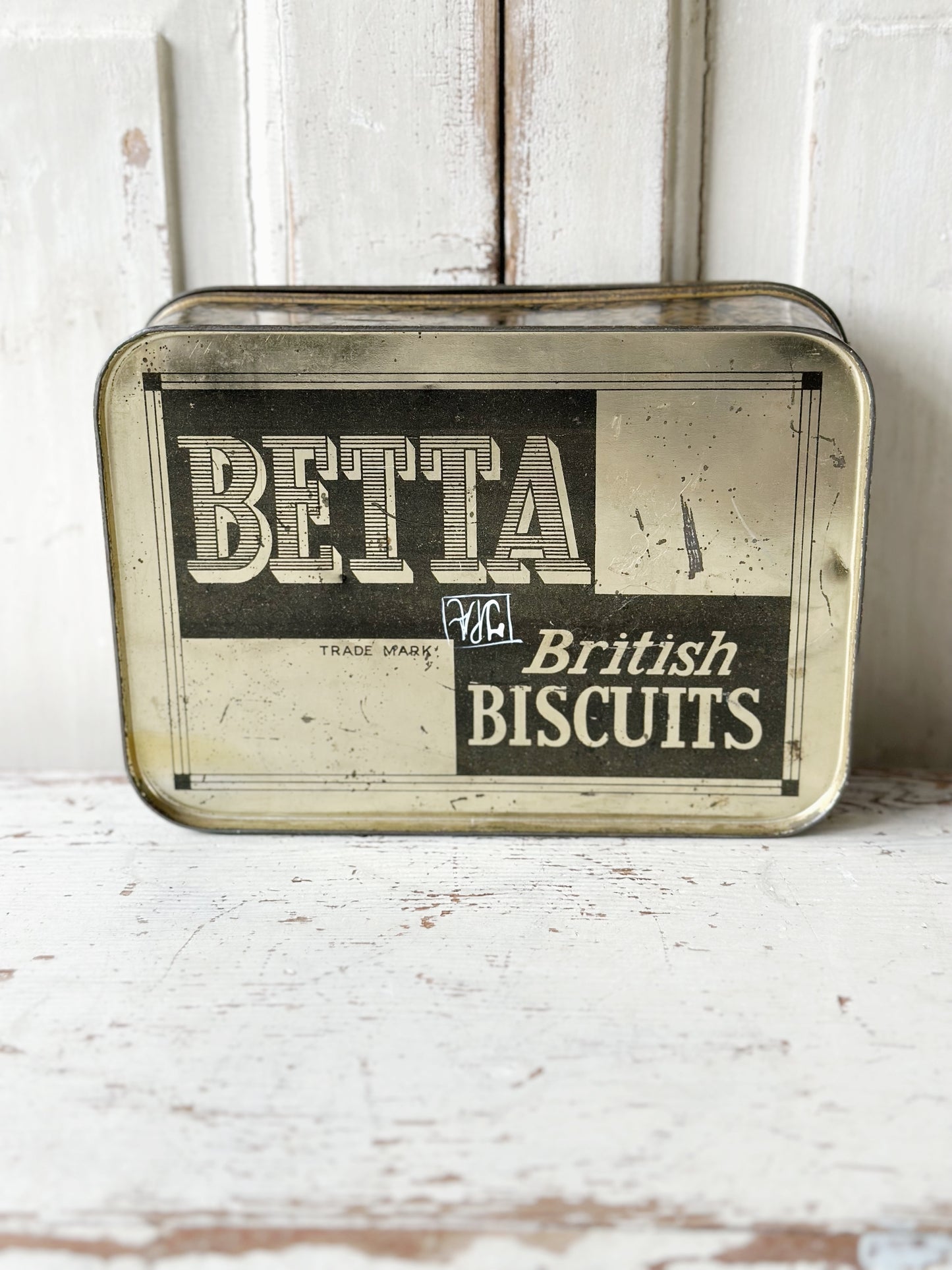 A pretty antique tin with a hand painted quote.
