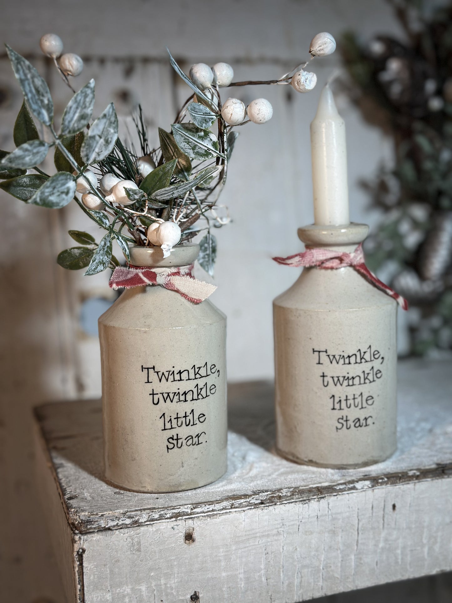 A Victorian unearthed stoneware pottery tall bottle with a hand painted quote