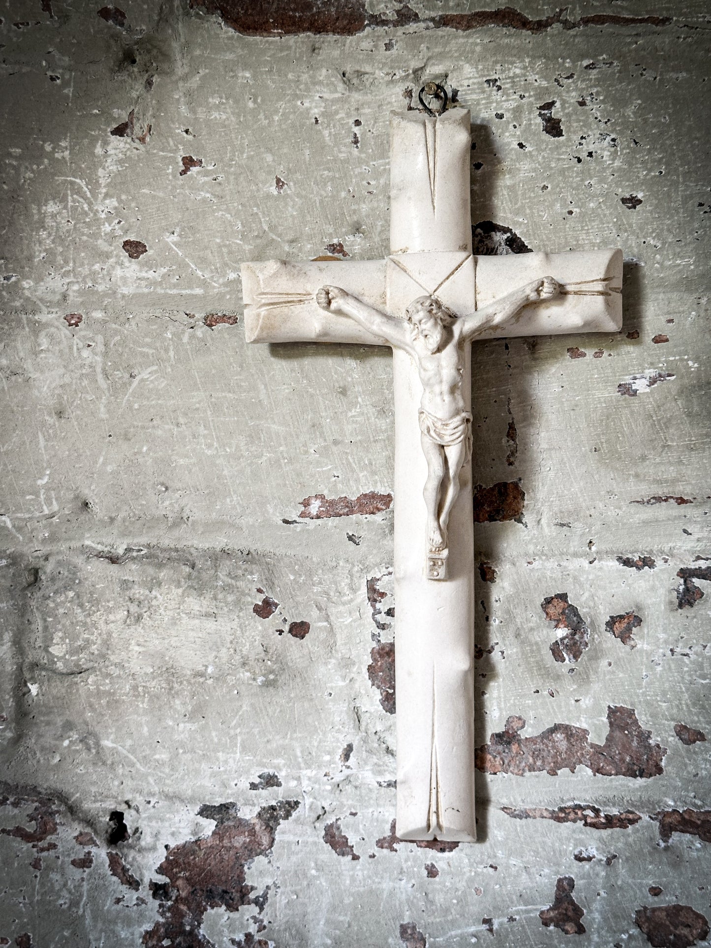 A French Antique Chalk Ware Crucifix