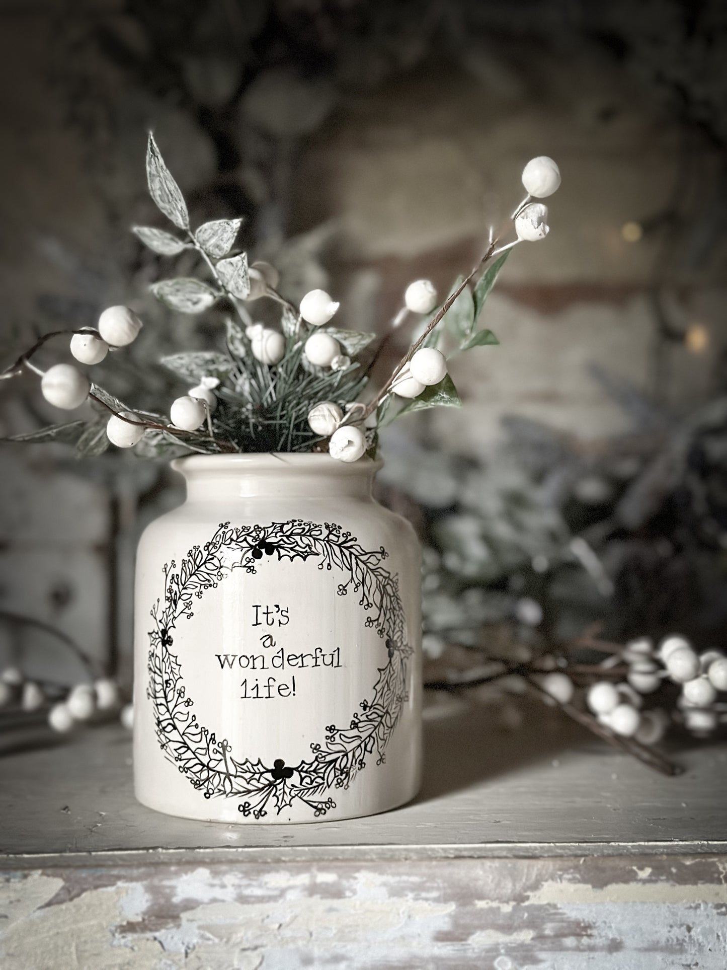 A hand painted and illustrated vintage French mustard jar